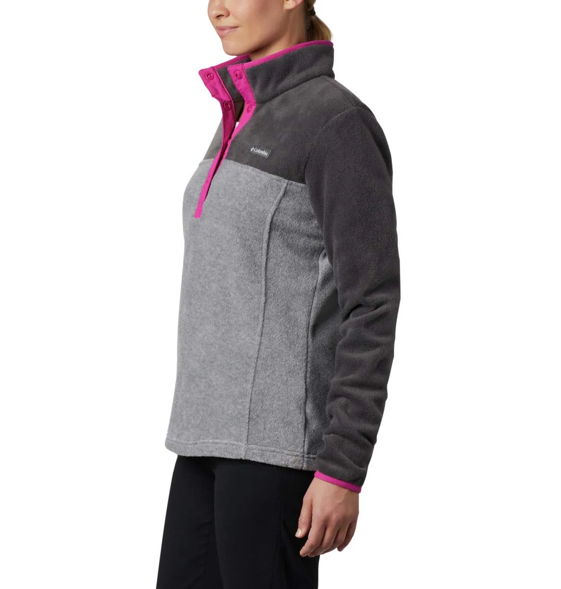 Columbia Benton Springs 1/2 Snap Pullover Fleece Jacket, Light Gray Heather/Shark, Women's 3X - immagine 4