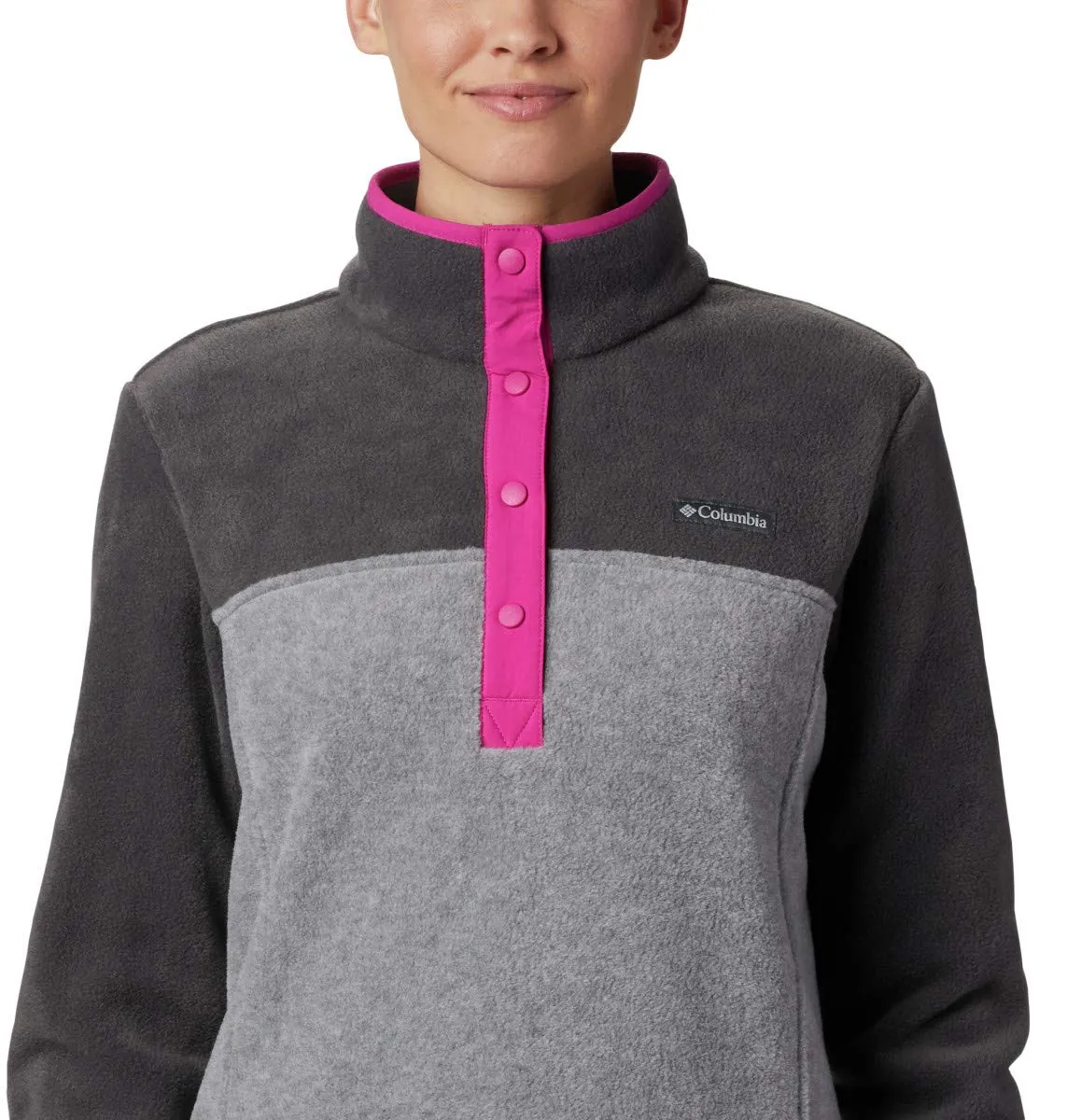 Columbia Benton Springs 1/2 Snap Pullover Fleece Jacket, Light Gray Heather/Shark, Women's 3X - immagine 5