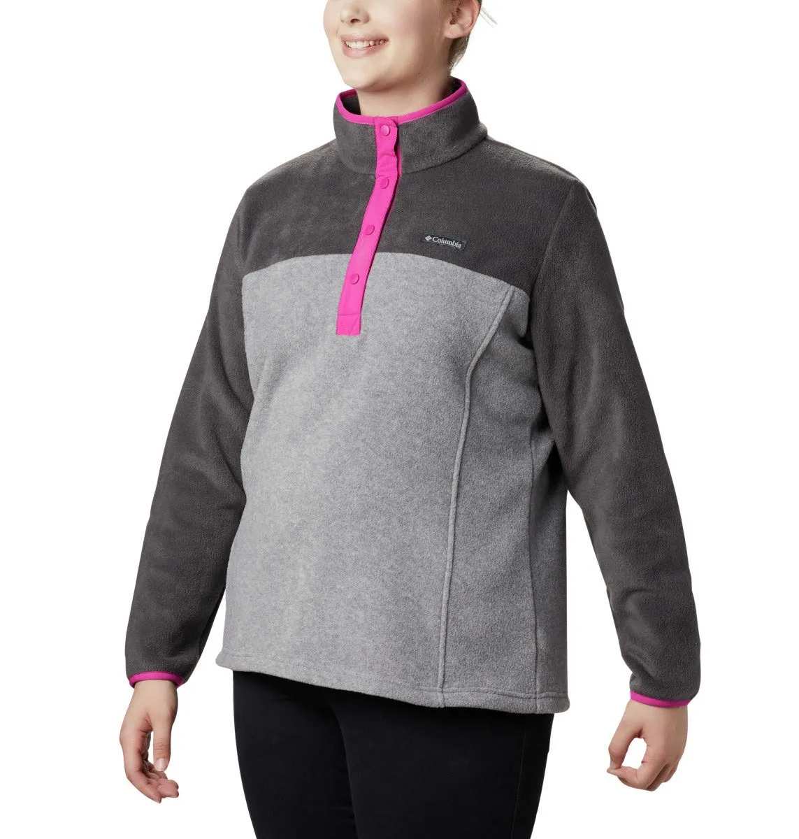 Columbia Benton Springs 1/2 Snap Pullover Fleece Jacket, Light Gray Heather/Shark, Women's 2X - immagine 9