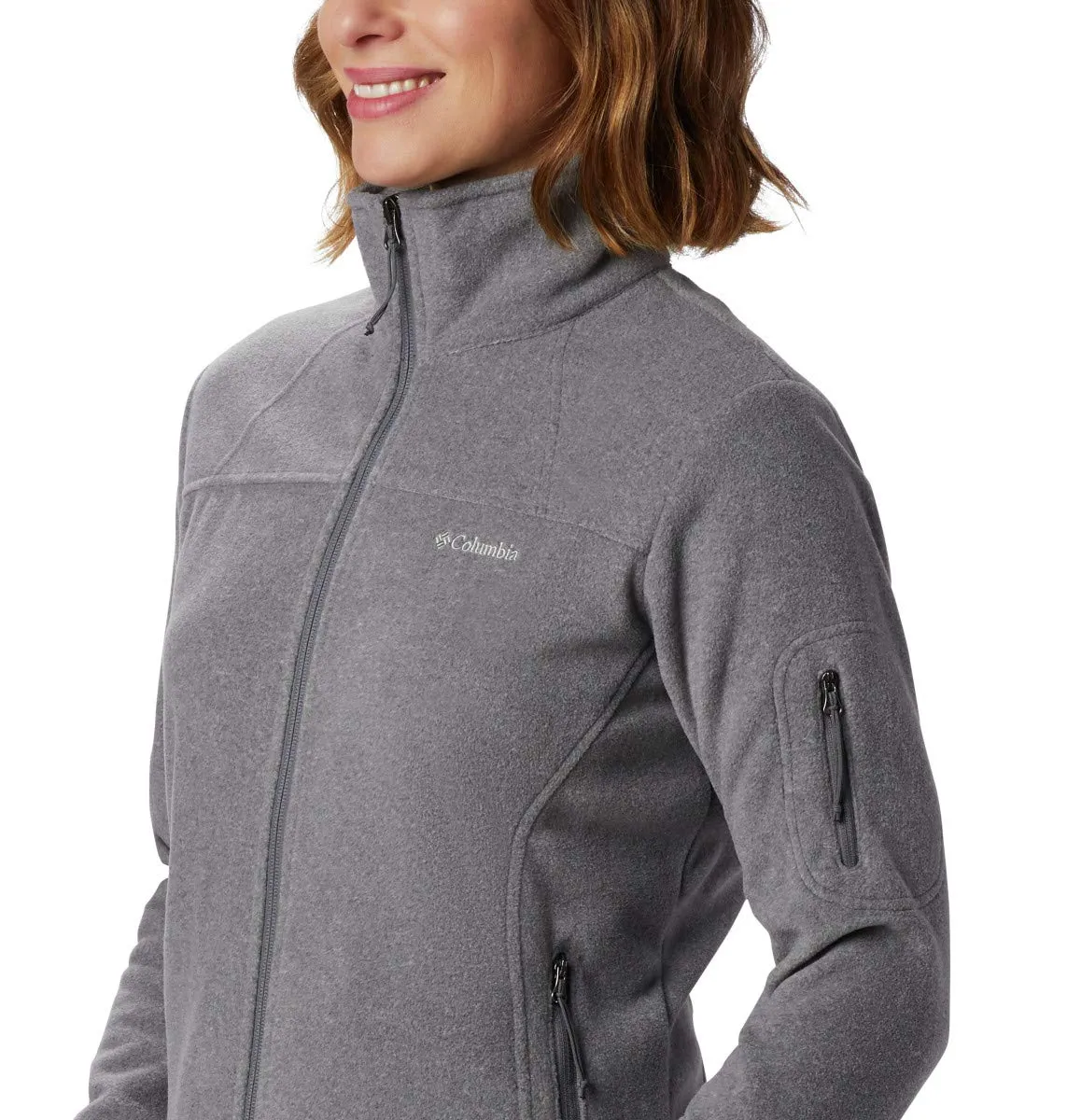 Columbia Fast Trek 2 Jacket, Women's Full Zip Fleece, City Grey Heather, XS - immagine 4