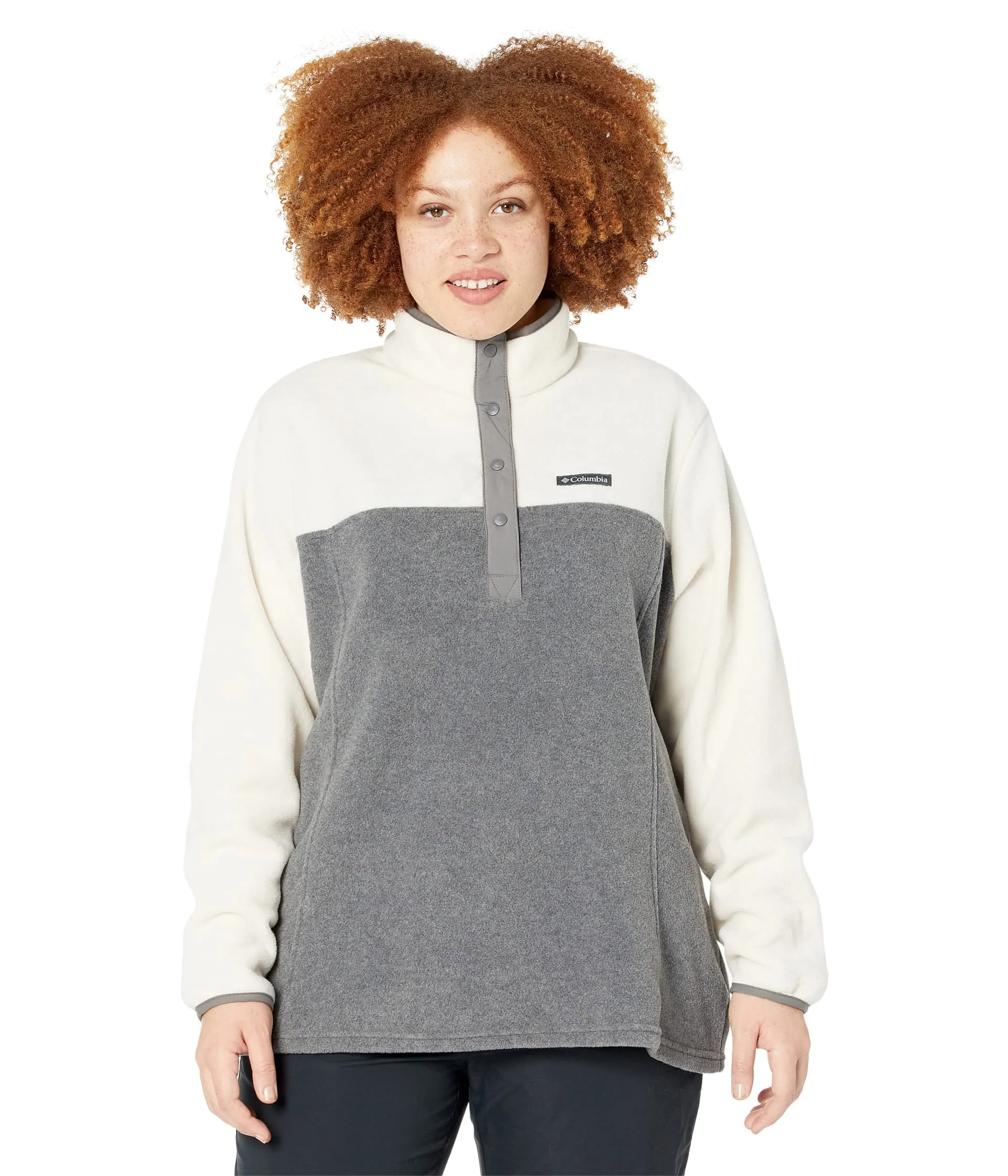 Columbia Benton Springs 1/2 Snap Pullover Fleece Jacket, City Grey Heather X Chalk, Women's 3X - immagine 1