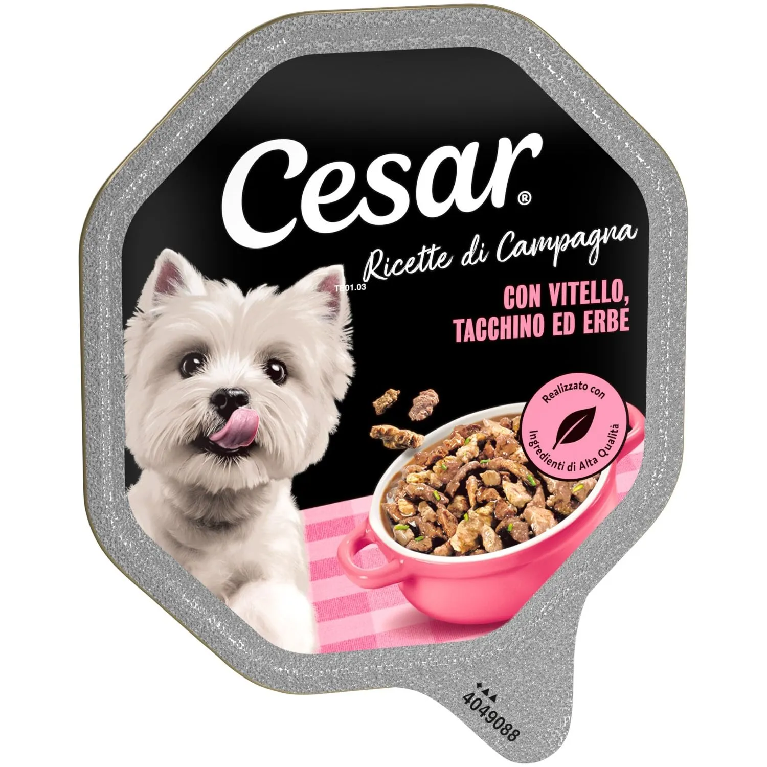 Cesar Ricette di Campagna per cani adulti, con vitello, erbe aromatiche e bocconcini di tacchino in salsa, 14 x 150 g - immagine 2