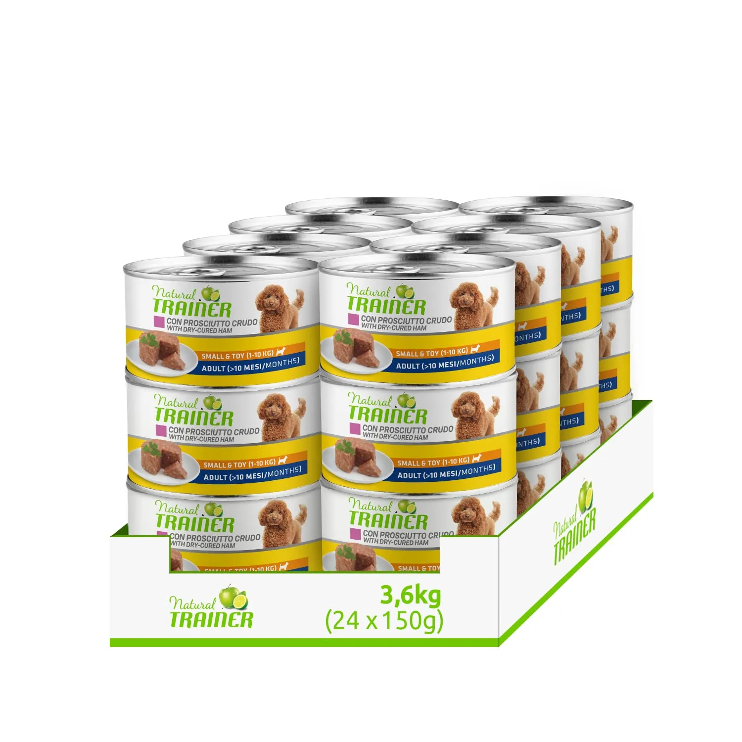 Trainer Natural Small & Toy Cibo Umido per Cani con Prosciutto Crudo, 24 x 150 g - immagine 1