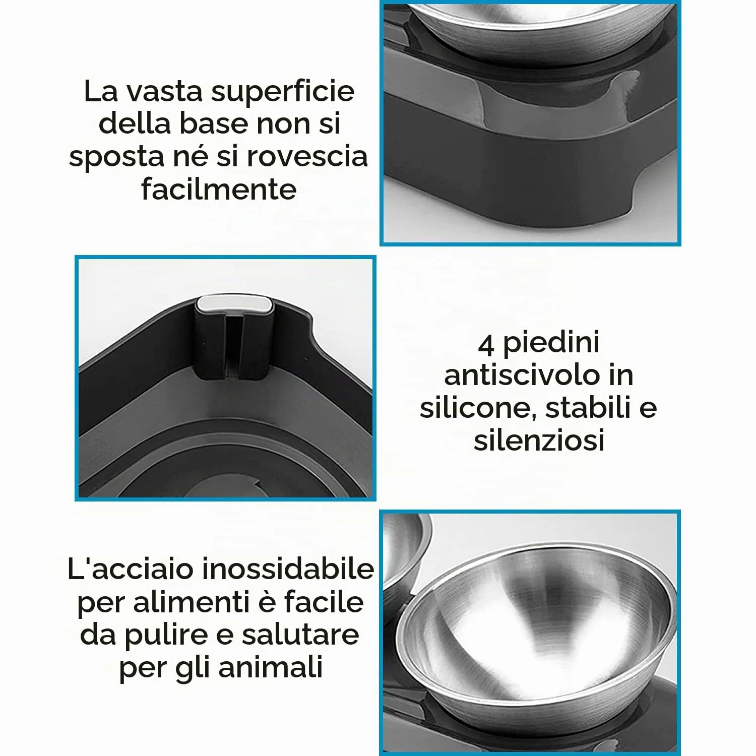 Edipets Ciotola Doppia per Gatti e Cuccioli in Acciaio Inox, Angolo Regolabile 0-15° - immagine 4