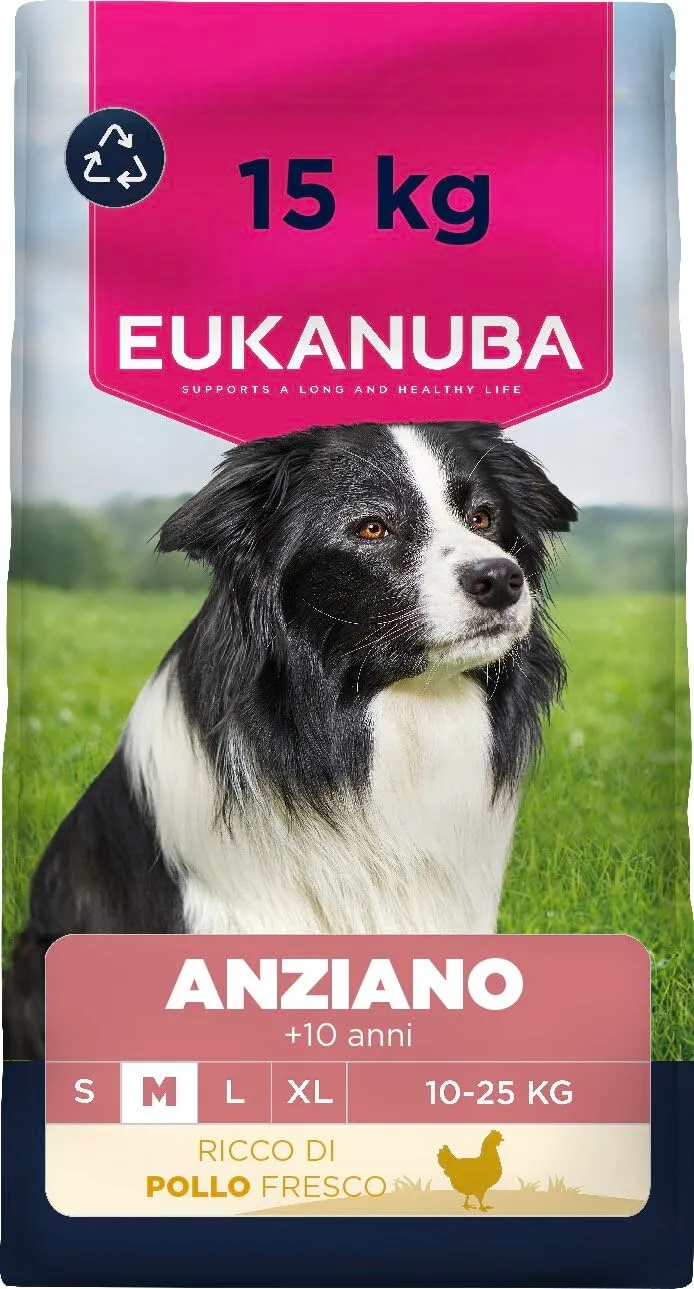 Eukanuba Crocchette per cani anziani taglia media con pollo fresco, 15 kg - immagine 1