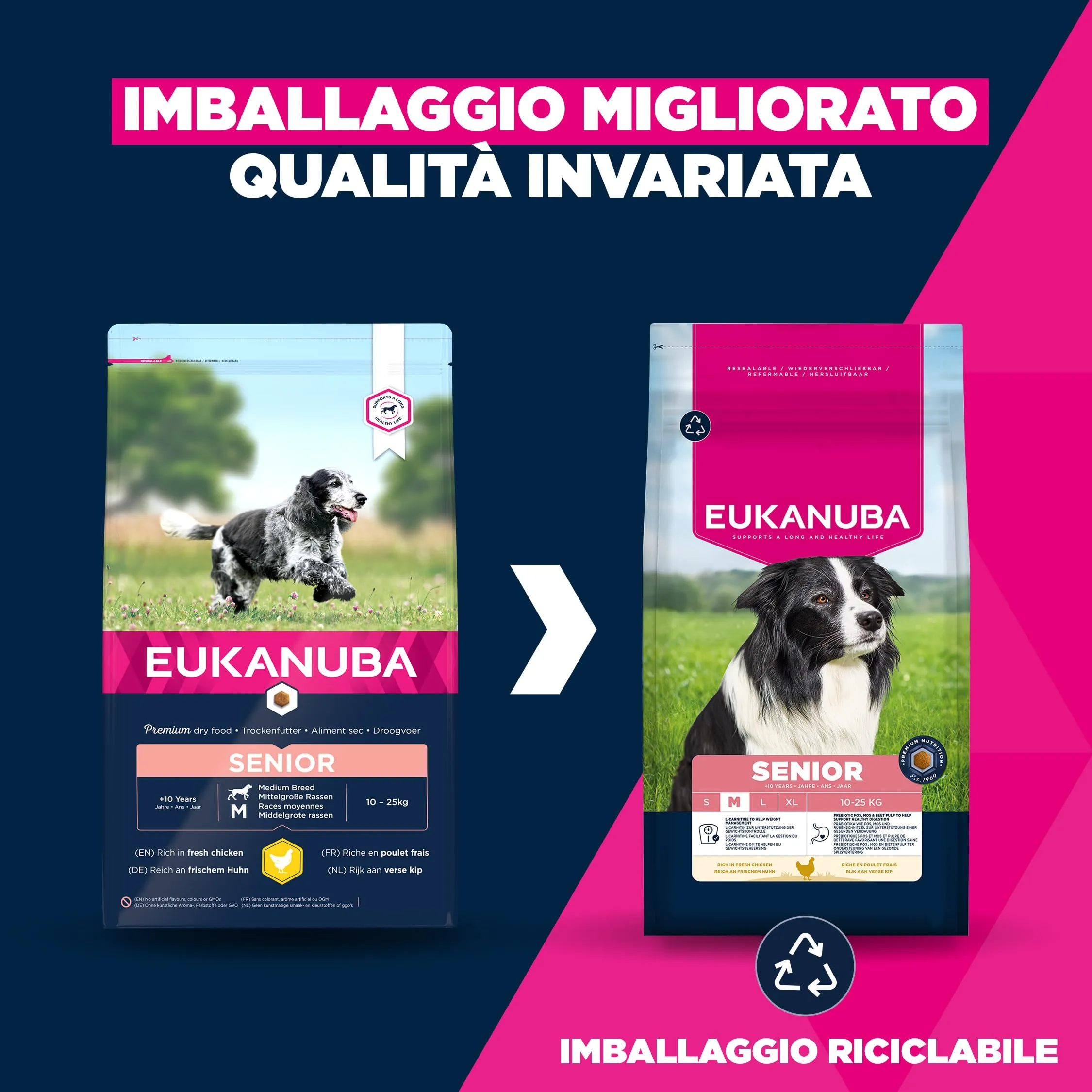 Eukanuba Crocchette per cani anziani taglia media con pollo fresco, 3 kg - immagine 2
