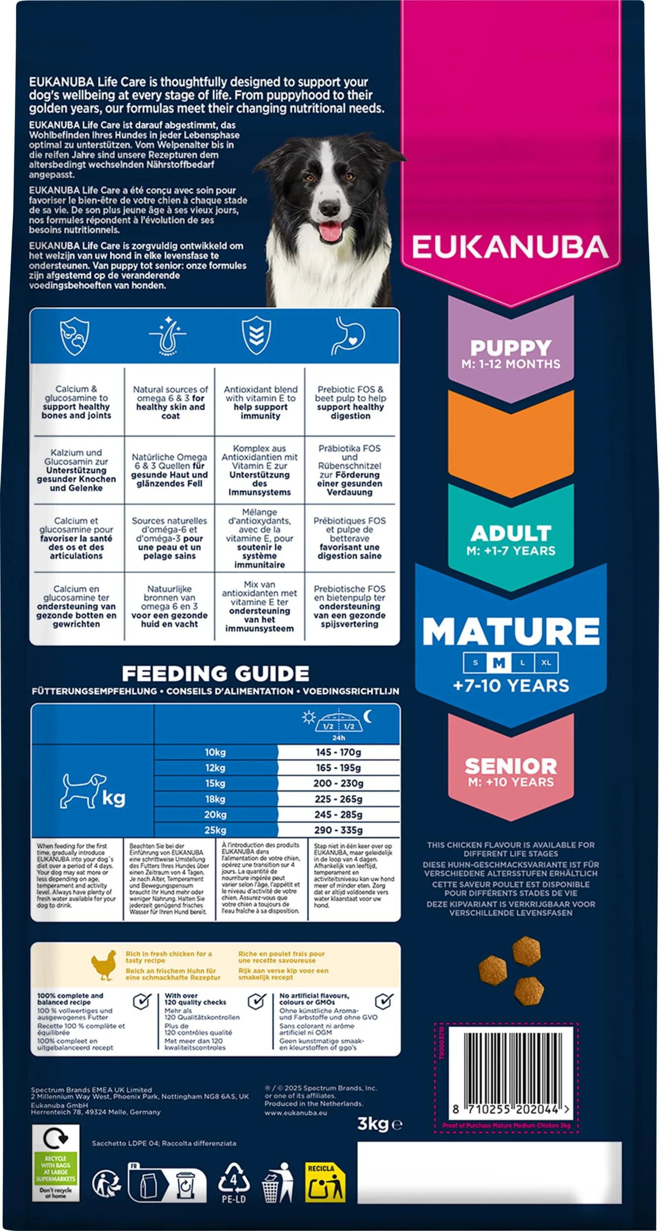 Eukanuba Crocchette per cani maturi taglia media con pollo fresco, 3 kg - immagine 12