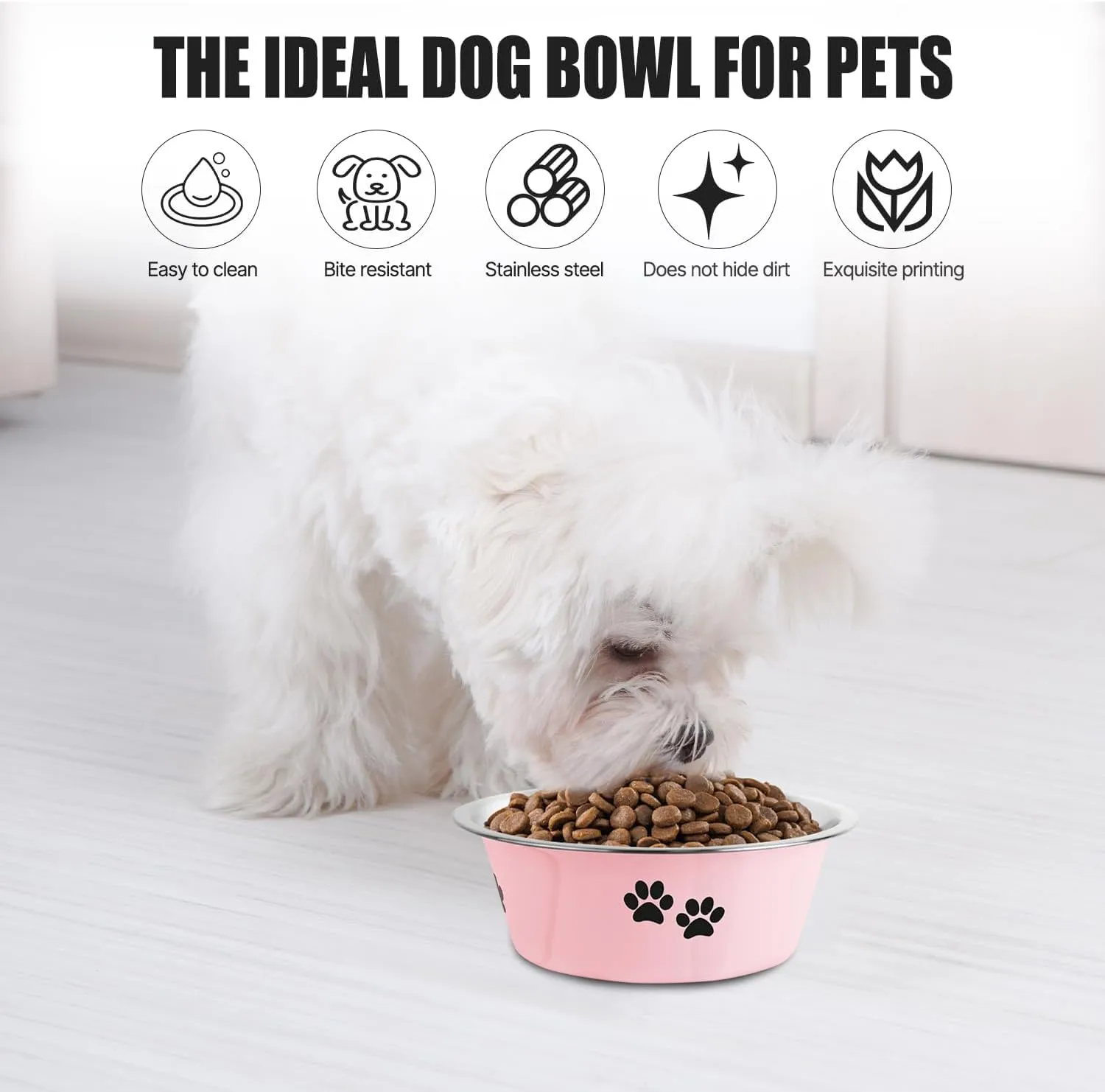 SUOXU Ciotole per Cani in Acciaio Inox, 2 Pezzi, Rosa, 860ml, Base Antiscivolo - immagine 2