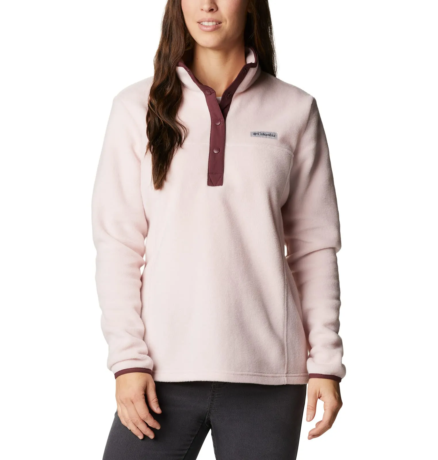 Columbia Benton Springs Pullover da Donna in Pile, Rosa Minerale/Malbec, 2X - immagine 1