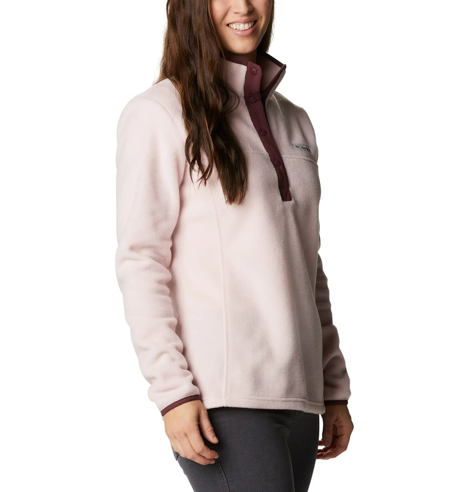 Columbia Benton Springs Pullover da Donna in Pile, Rosa Minerale/Malbec, 2X - immagine 5