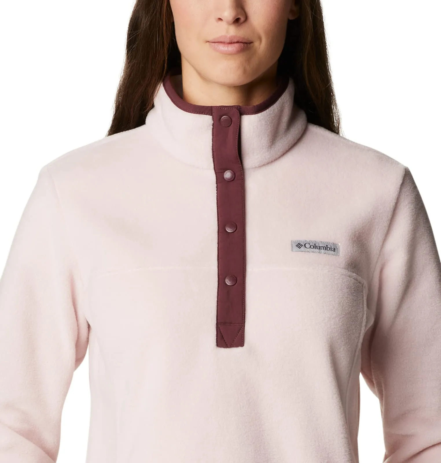 Columbia Benton Springs Pullover da Donna in Pile, Rosa Minerale/Malbec, 3X - immagine 3