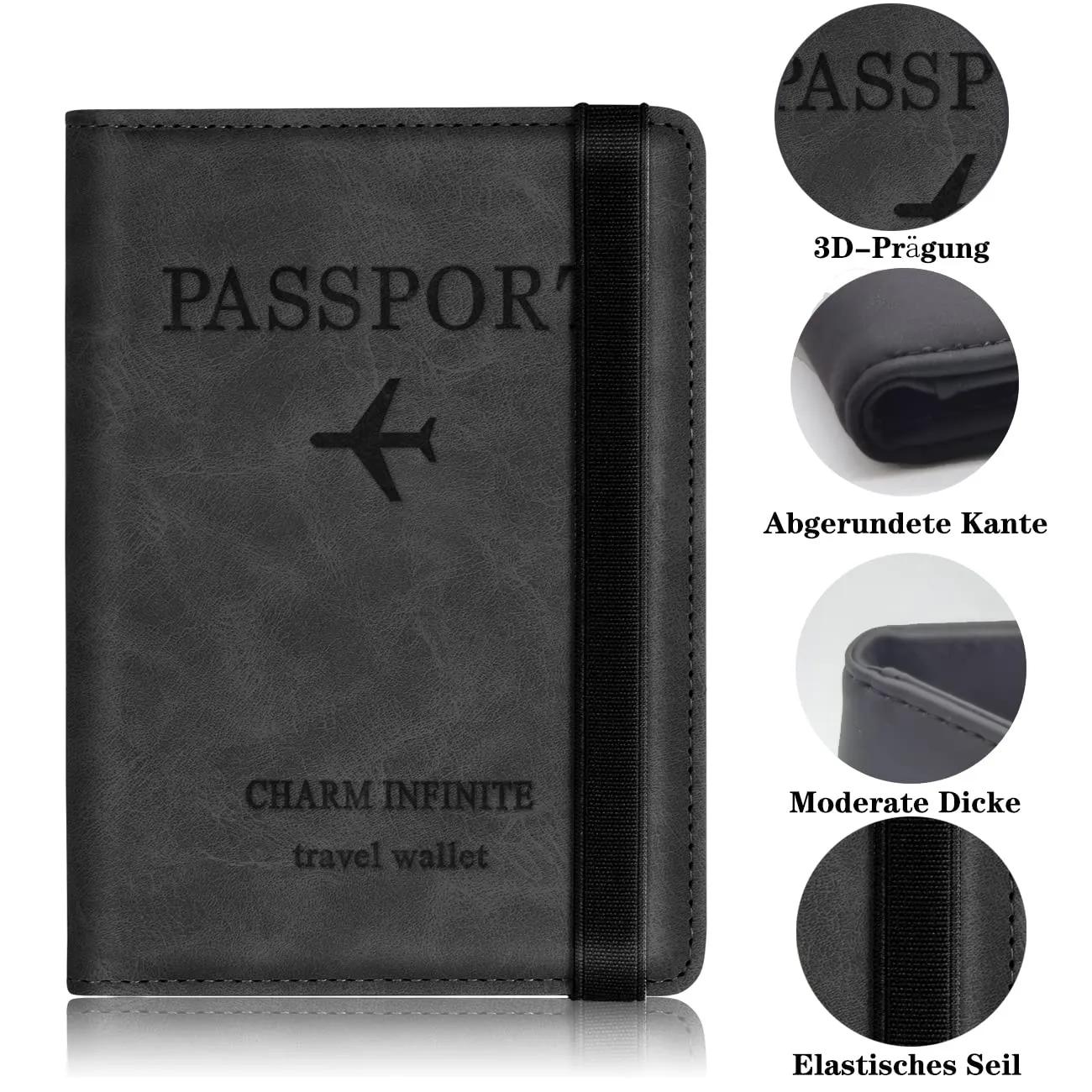 Toctax Custodia per Passaporto con Blocco RFID, Nero - immagine 2
