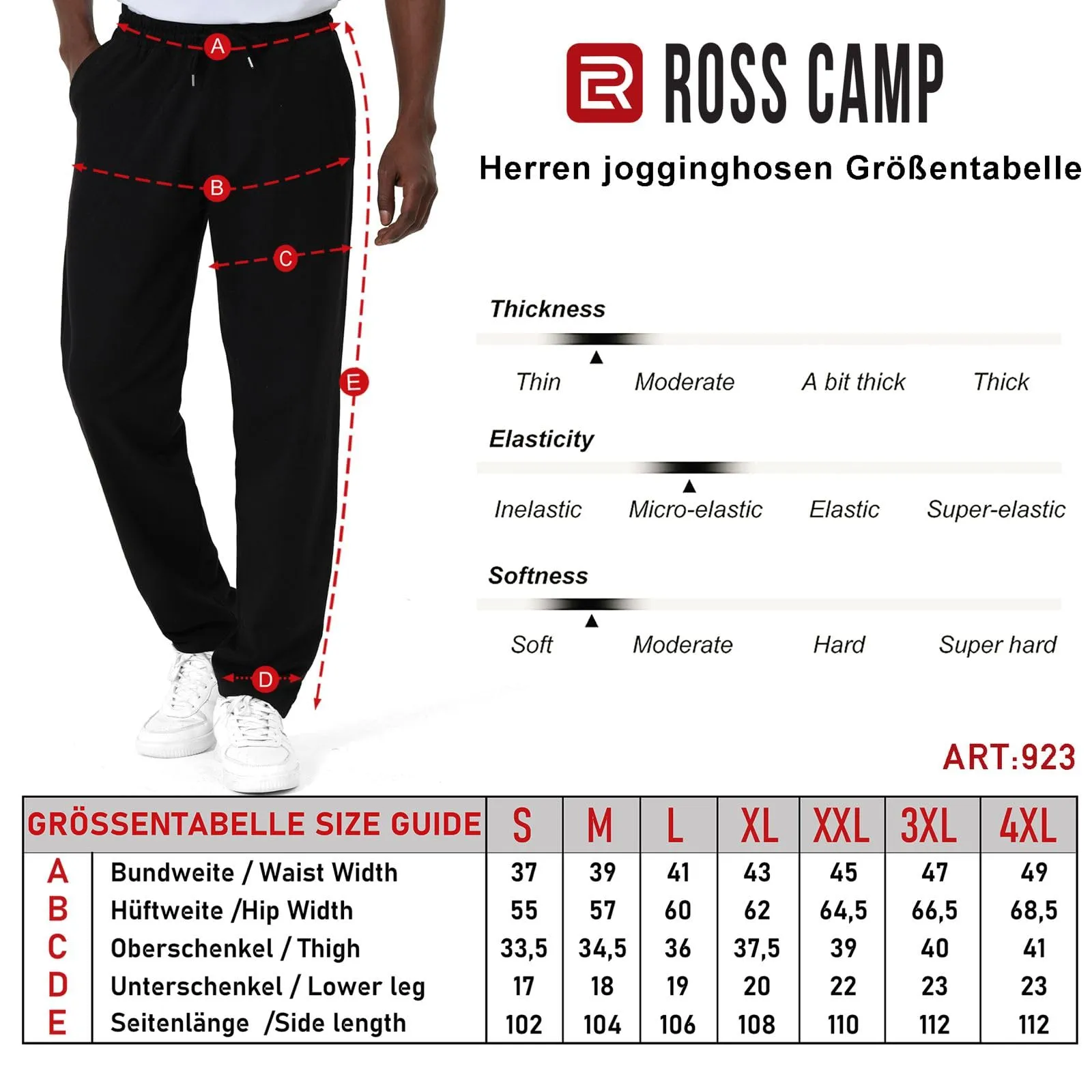 ROSS CAMP Pantaloni Tuta Uomo in Cotone Jogger Sportivi Lunghi - immagine 6