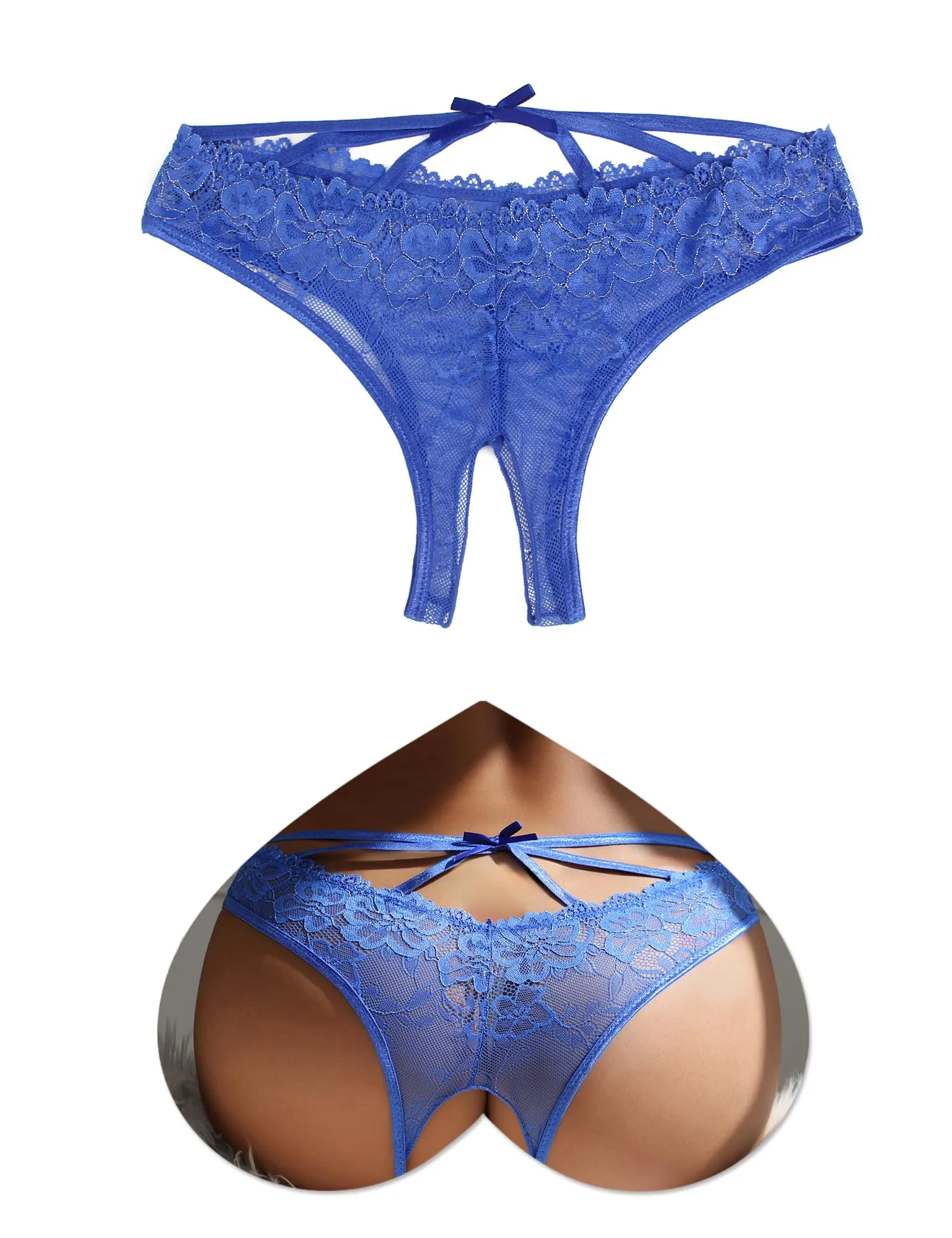 ohmydear Perizoma Pizzo Donna Aperto Trasparente Floreale - immagine 1