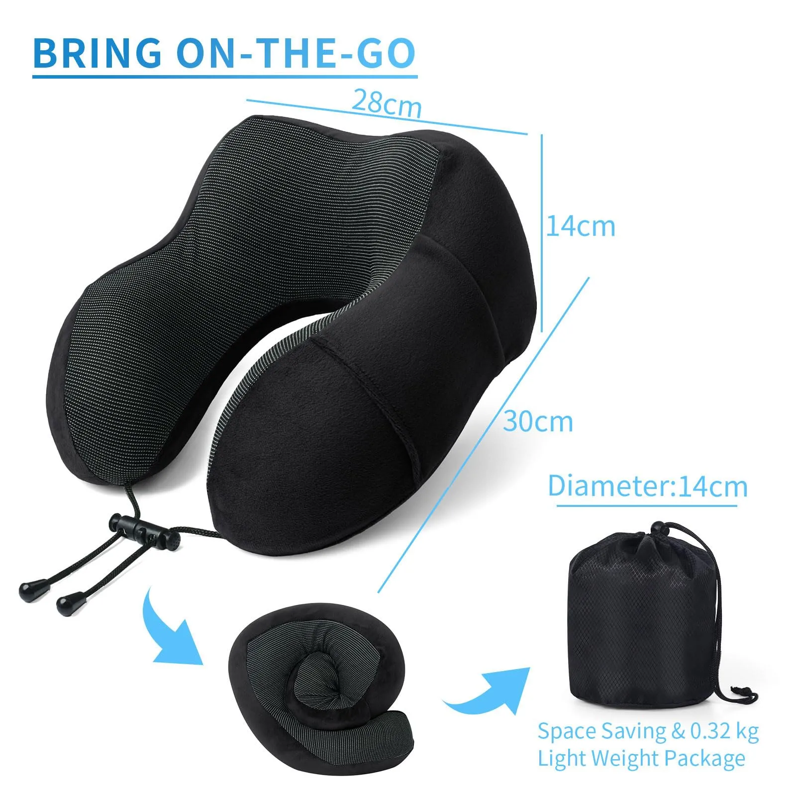 SOMLAW Cuscino da Viaggio in Memory Foam con Maschera per Dormire e Borsa per Trasporto - immagine 3