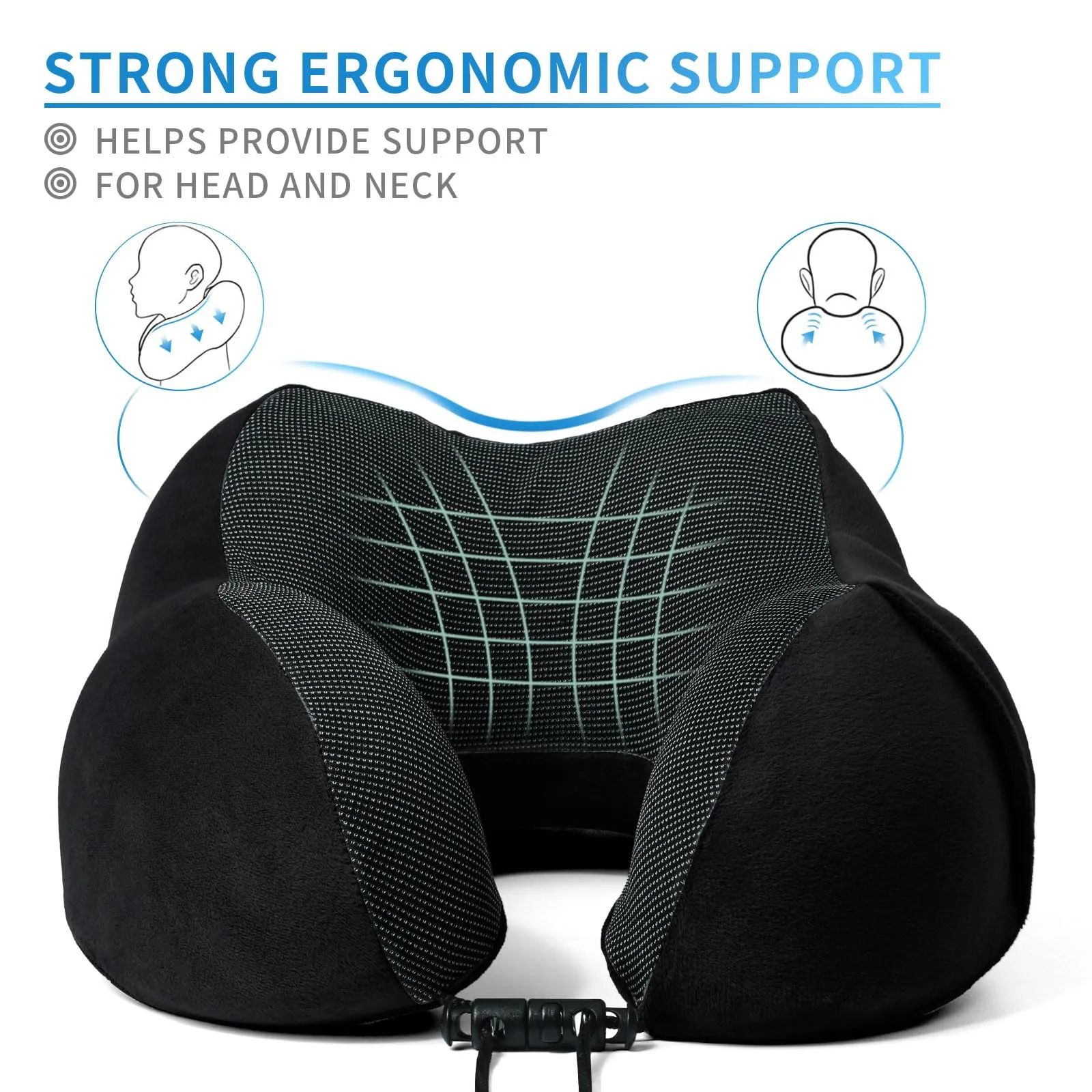 SOMLAW Cuscino da Viaggio in Memory Foam con Maschera per Dormire e Borsa per Trasporto - immagine 4