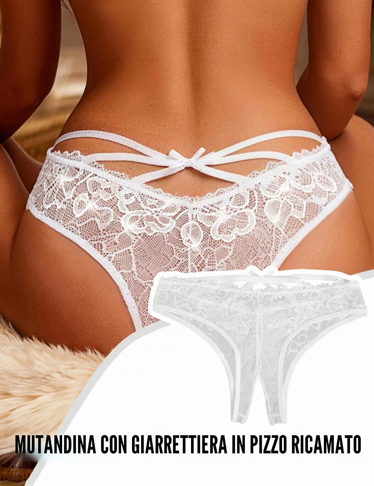 ohmydear Perizoma in Pizzo Floreale Trasparente Aperto per Donna - immagine 4