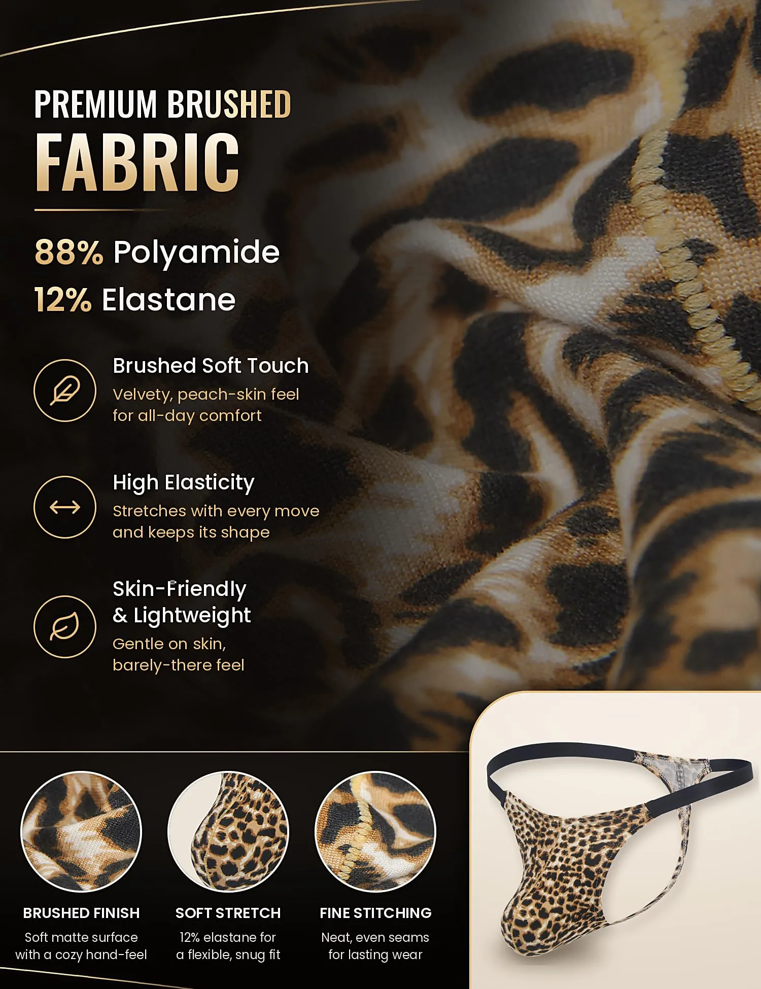 ohyeahlady Perizoma Filo Leopardato Uomo Sexy Micro XL, Leopard - immagine 3