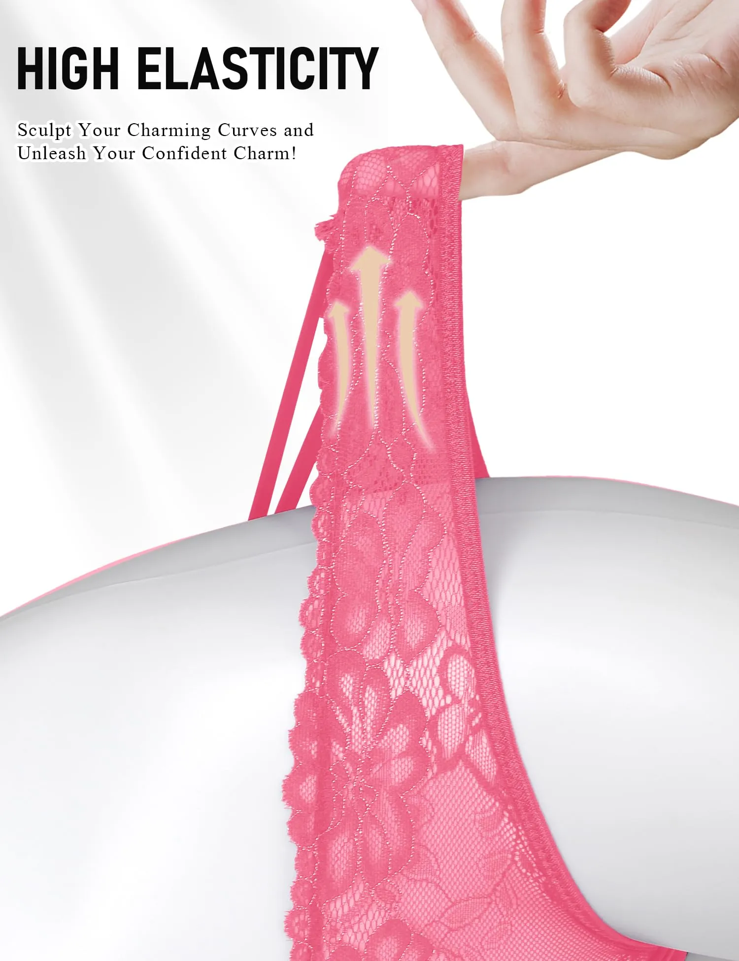 ohmydear Perizoma Sexy Pizzo Donna Aperto Trasparente Floreale - immagine 3