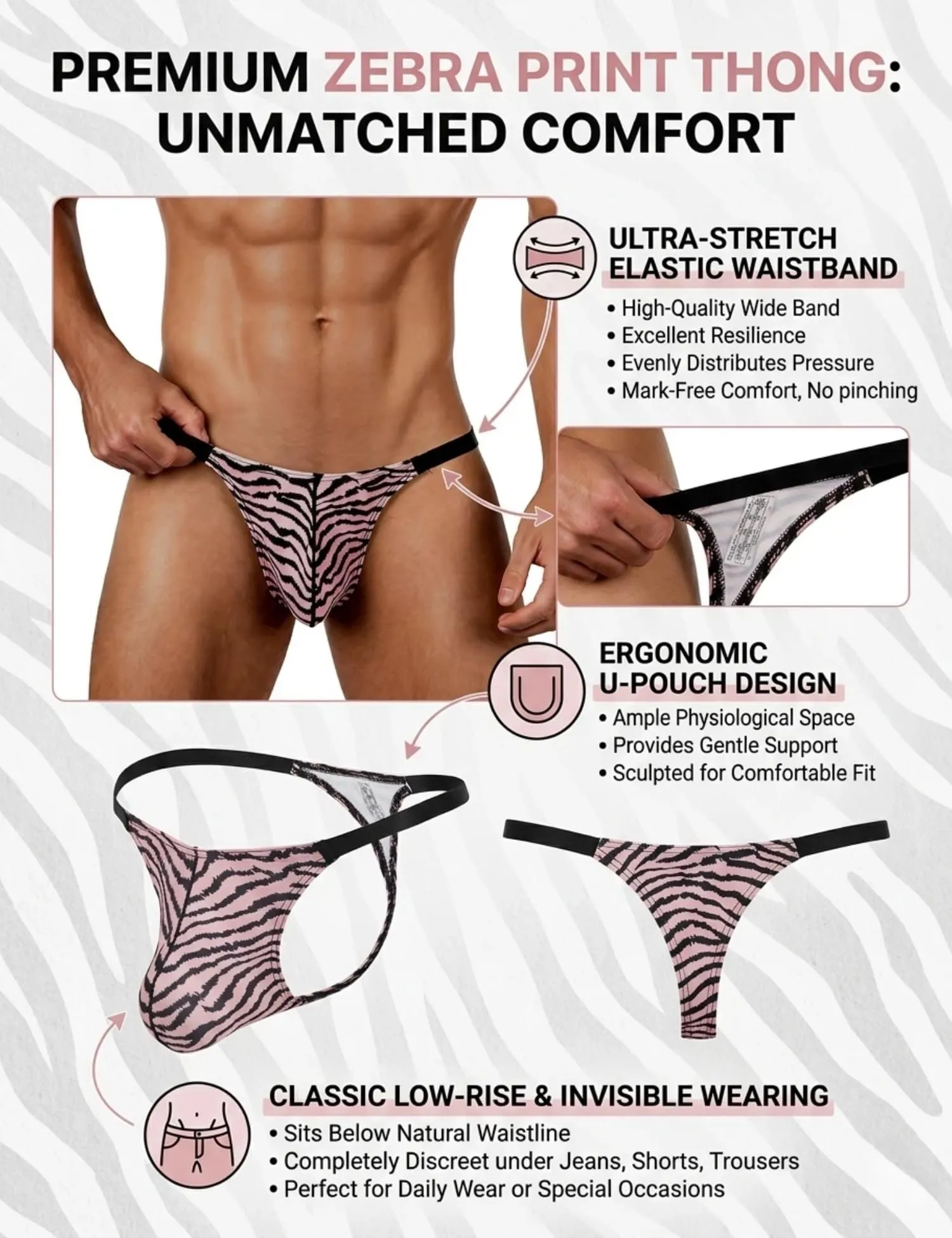 ohyeahlady Perizoma Filo Uomo Sexy Hot Micro, Rosa, XL - immagine 5