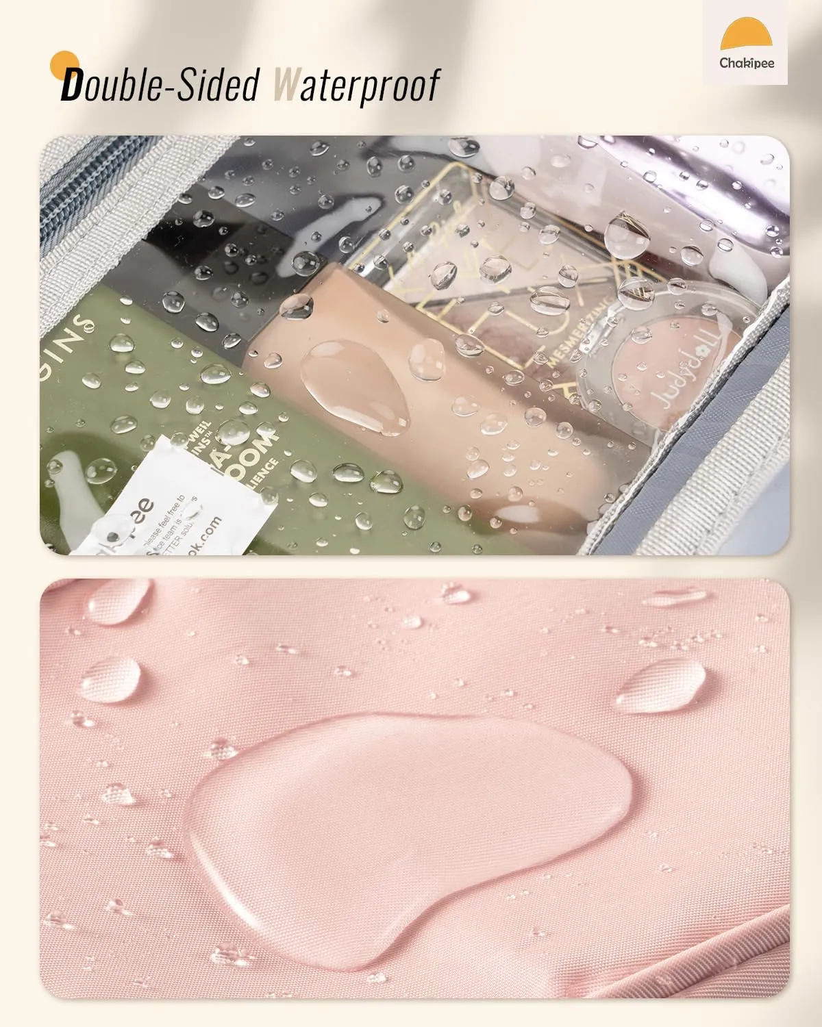 Chakipee Beauty Case da Viaggio da Appendere, Organizer Trucchi Impermeabile con Finestra Trasparente, Rosa, Media - immagine 5