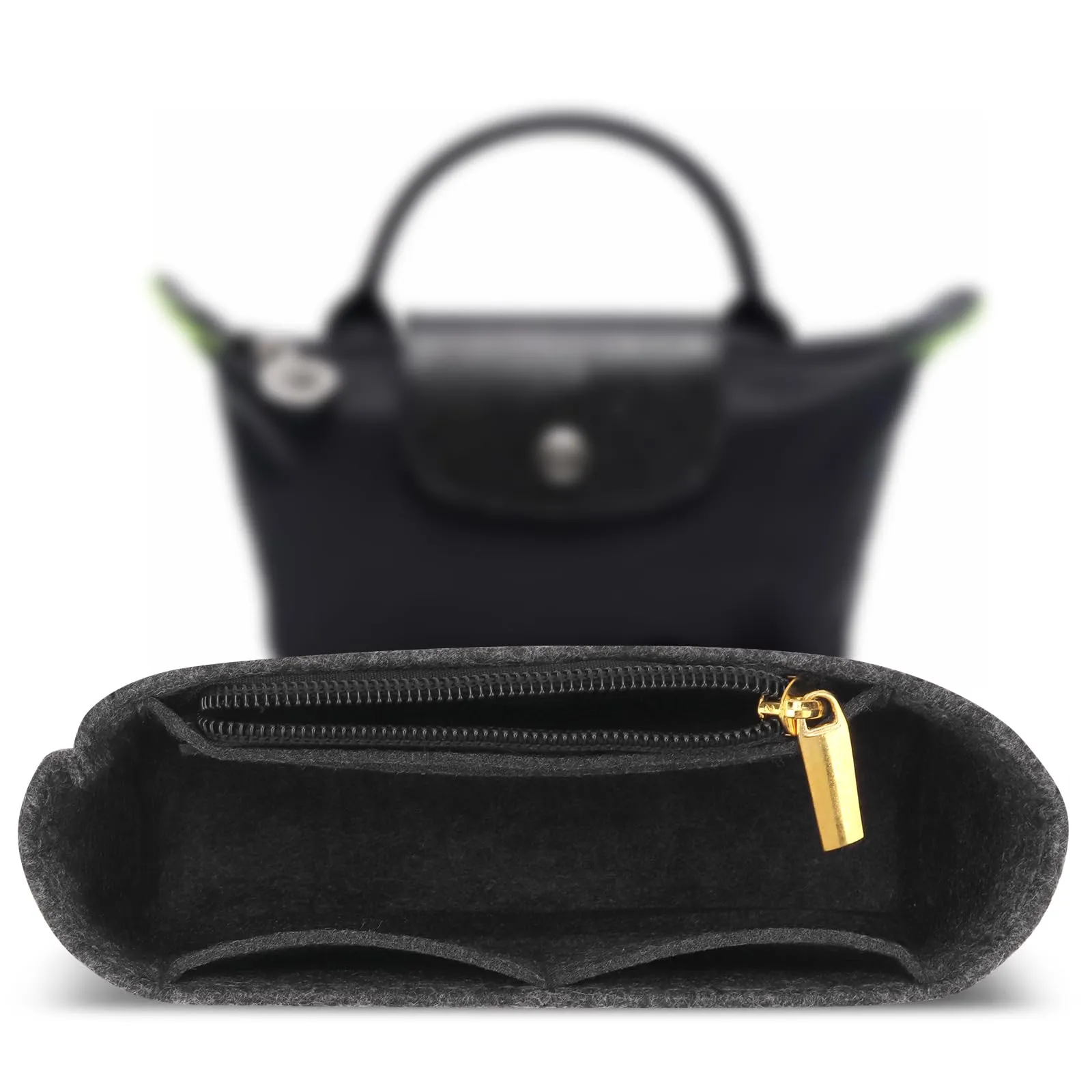 AIDUCHO Organizer in feltro per Longchamp Le Pliage Mini, Grigio Scuro - immagine 1