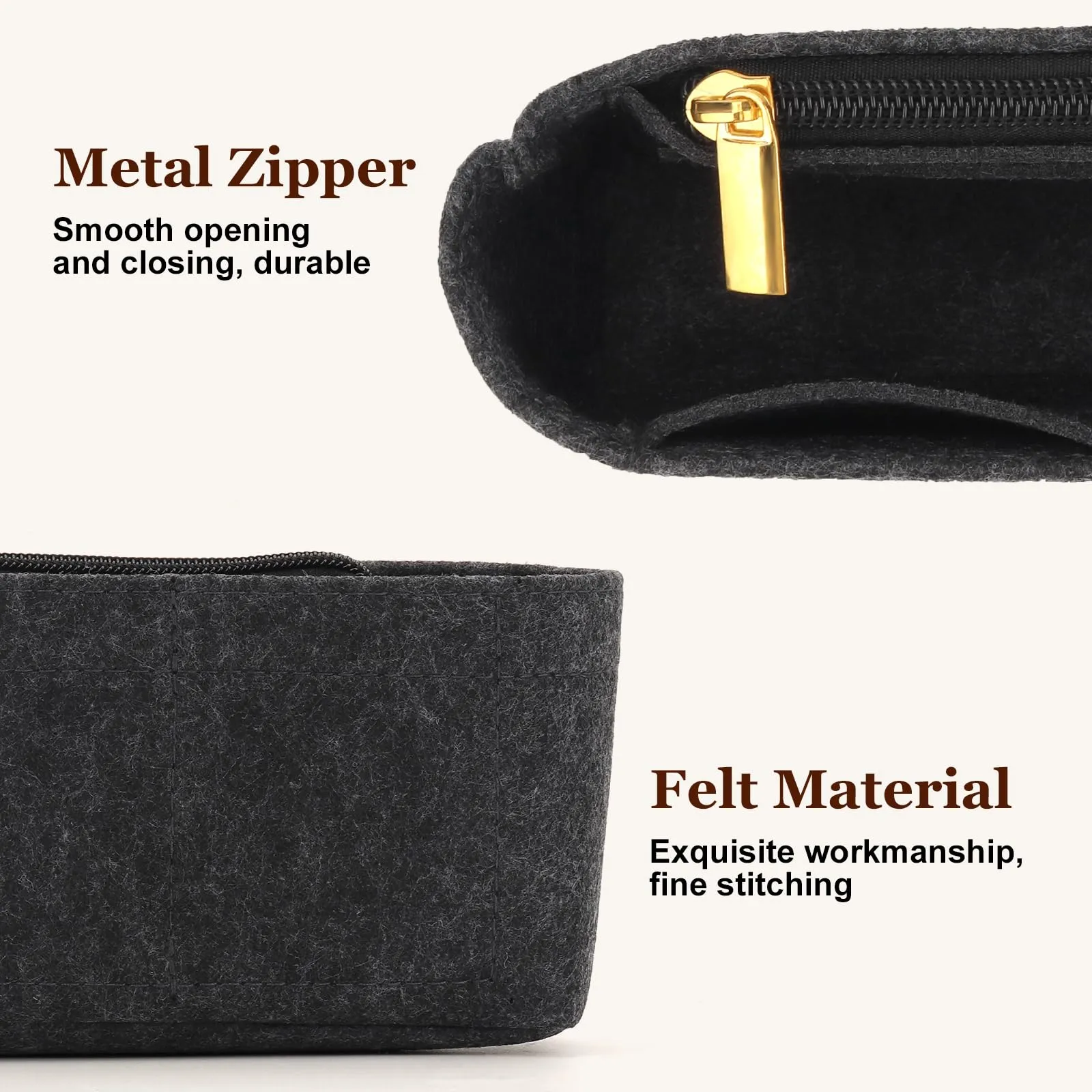 AIDUCHO Organizer in feltro per Longchamp Le Pliage Mini, Grigio Scuro - immagine 4