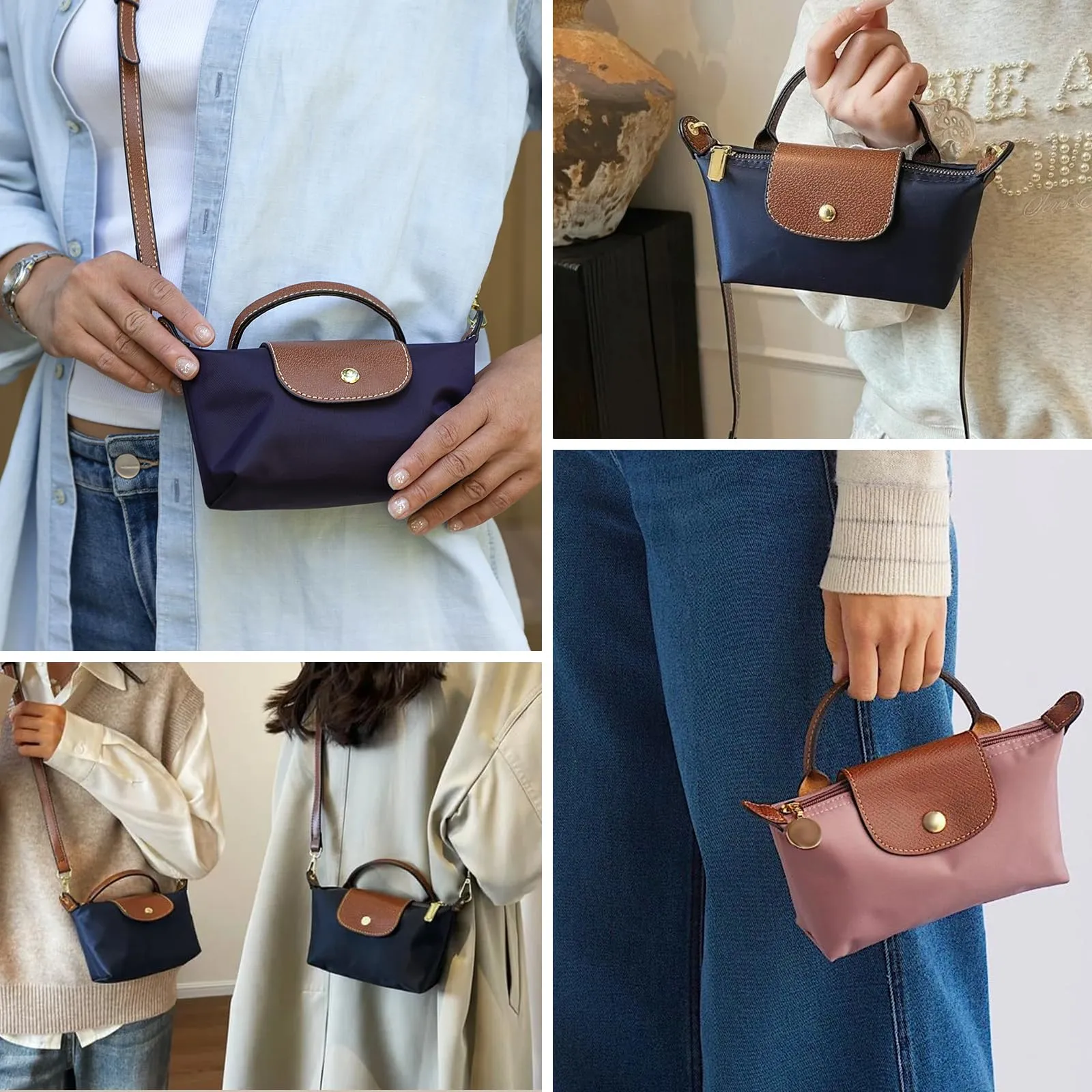 AIDUCHO Organizer in feltro per Longchamp Le Pliage Mini, Grigio Scuro - immagine 6