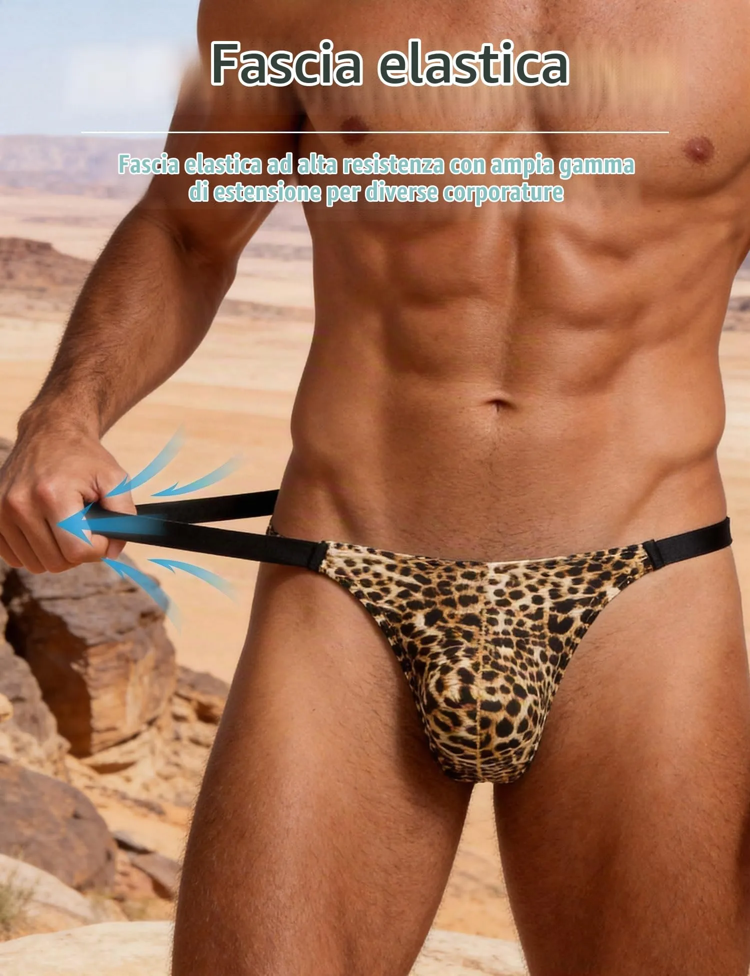 ohyeahlady Perizoma Filo Leopardato Uomo Sexy Micro, Leopard, XXL - immagine 4