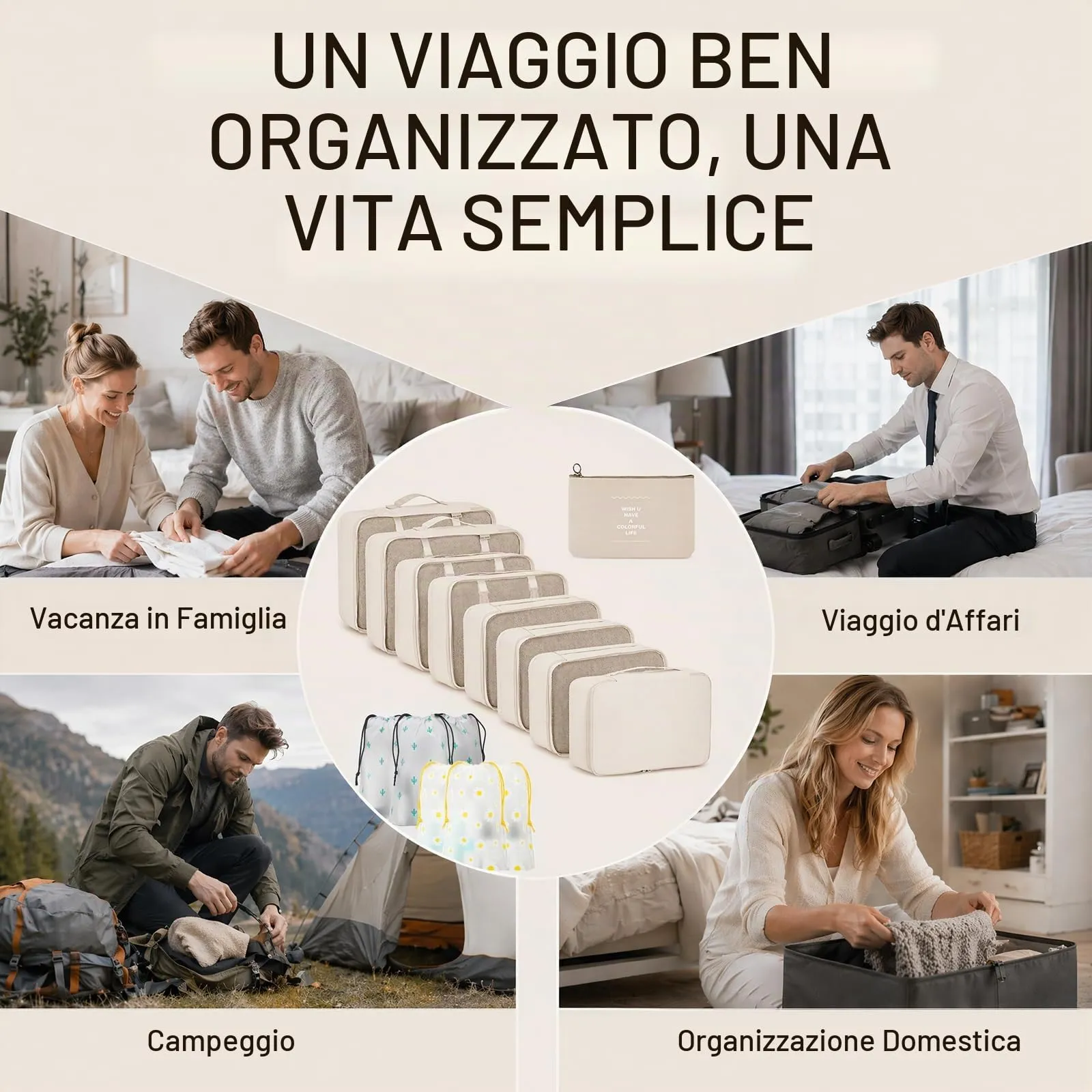 ZOVRIXIA Set Organizer Valigia 15 Pezzi, Packing Cubes e Divisori Accessori Viaggio - immagine 7