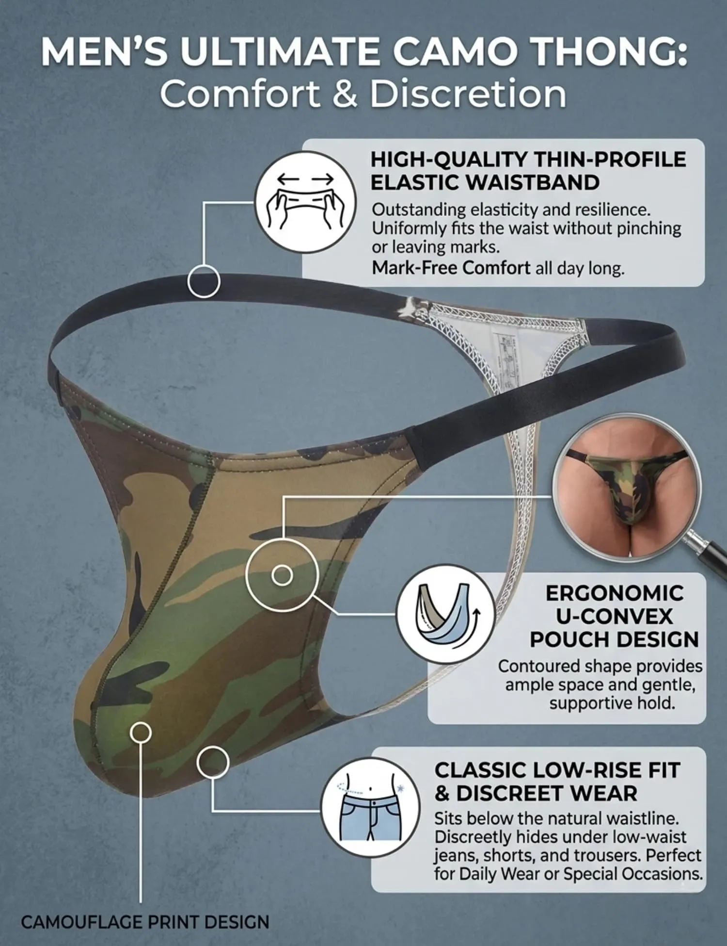 ohyeahlady Perizoma Filo Uomo Micro, M, Leopard+Verde - immagine 4