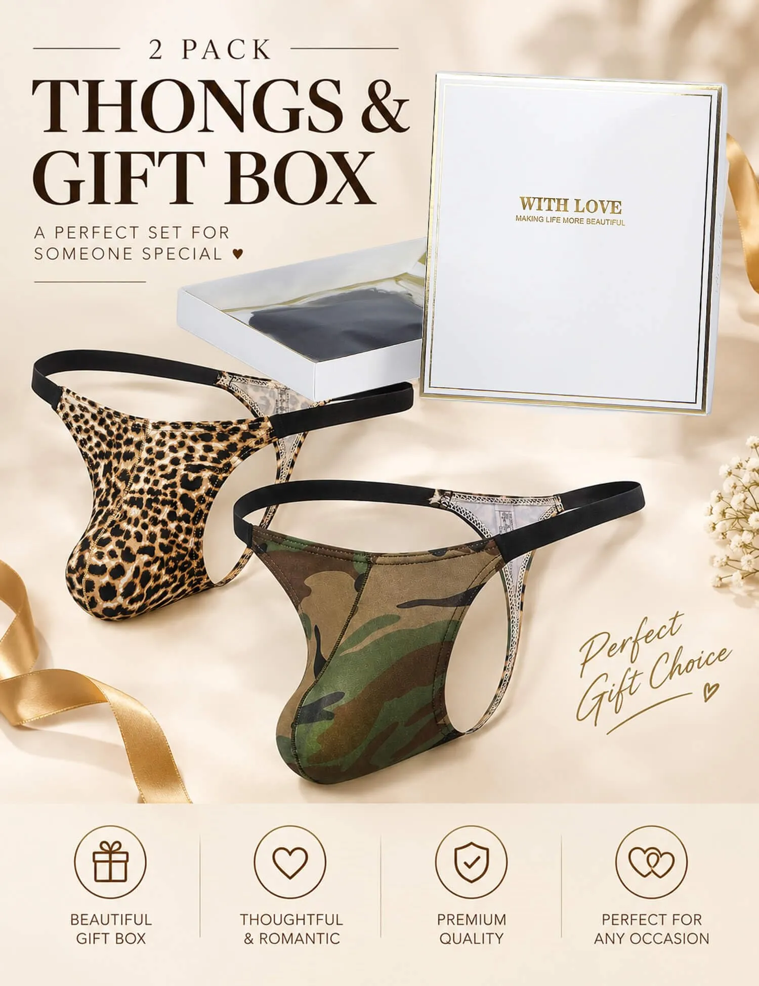 ohyeahlady Perizoma Filo Uomo Micro, Leopard + Verde, S - immagine 2