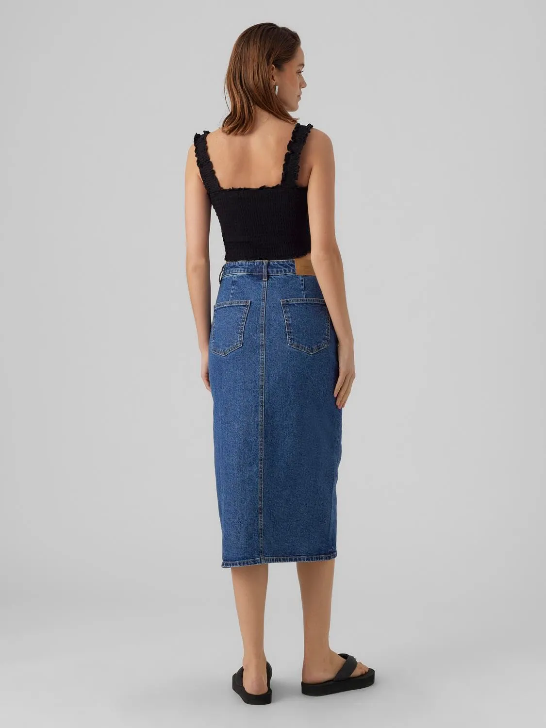 Vero Moda Noos Gonna in Jeans da Donna VMVERI HR Calf Denim, Medium Blue Denim, L - immagine 3