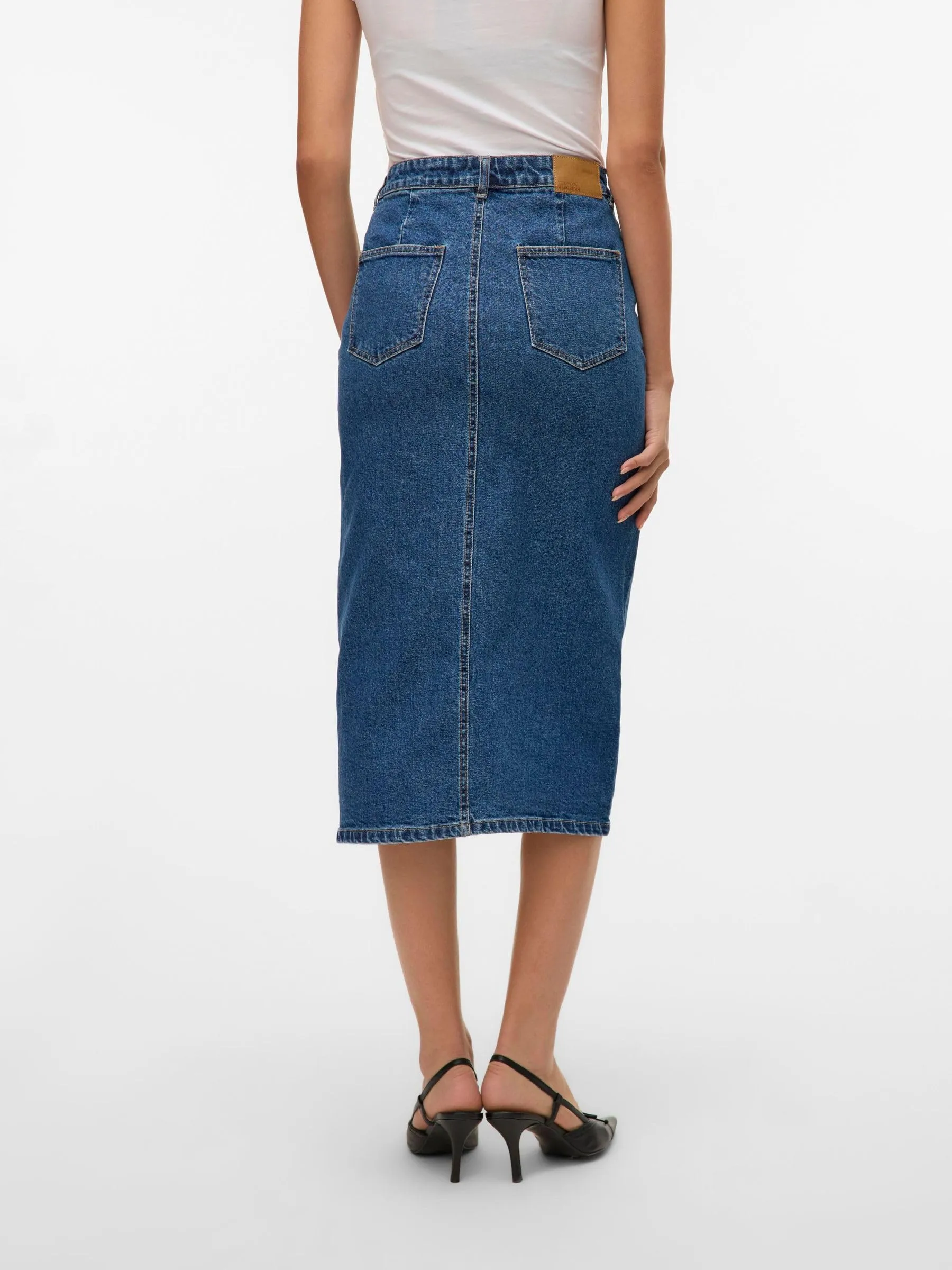 Vero Moda Noos Gonna in Jeans da Donna VMVERI HR Calf Denim, Medium Blue Denim, L - immagine 5