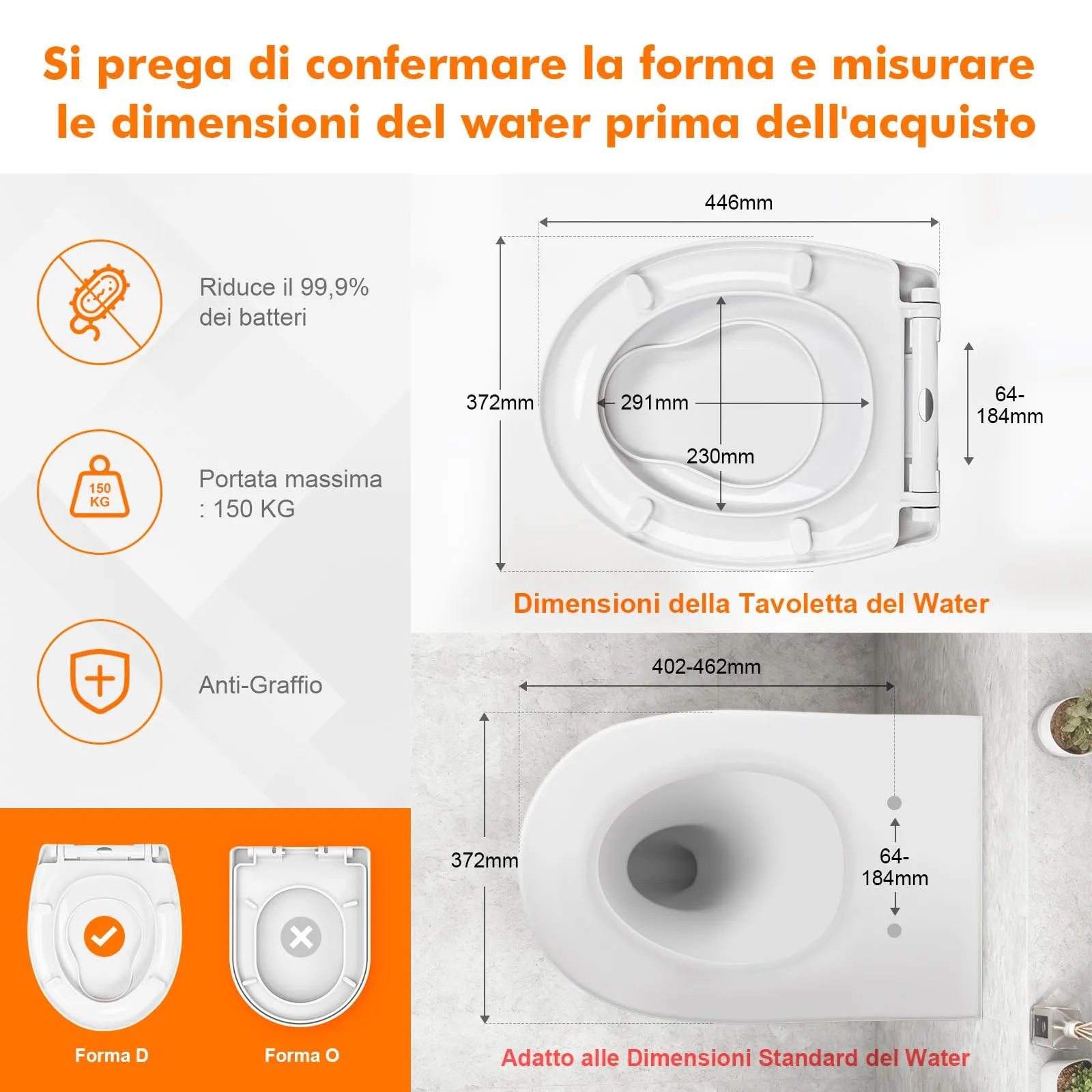 Ibergrif M41002-2 Copriwater Soft Close con Riduttore Bambino, Sgancio Rapido, Fissaggio Superiore, Forma O (40,2-46,2 cm) - immagine 2