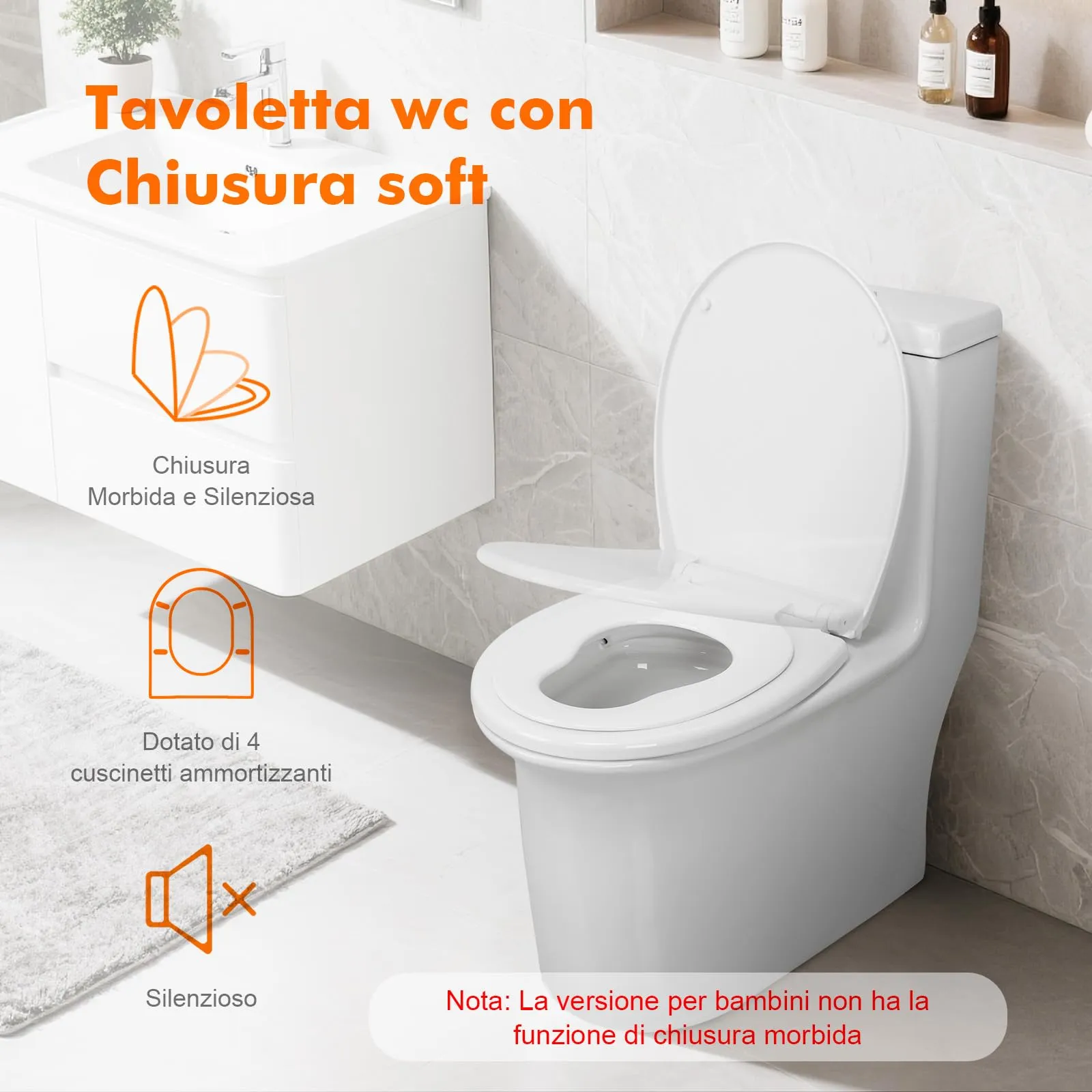 Ibergrif M41002-2 Copriwater Soft Close con Riduttore Bambino, Sgancio Rapido, Fissaggio Superiore, Forma O (40,2-46,2 cm) - immagine 5