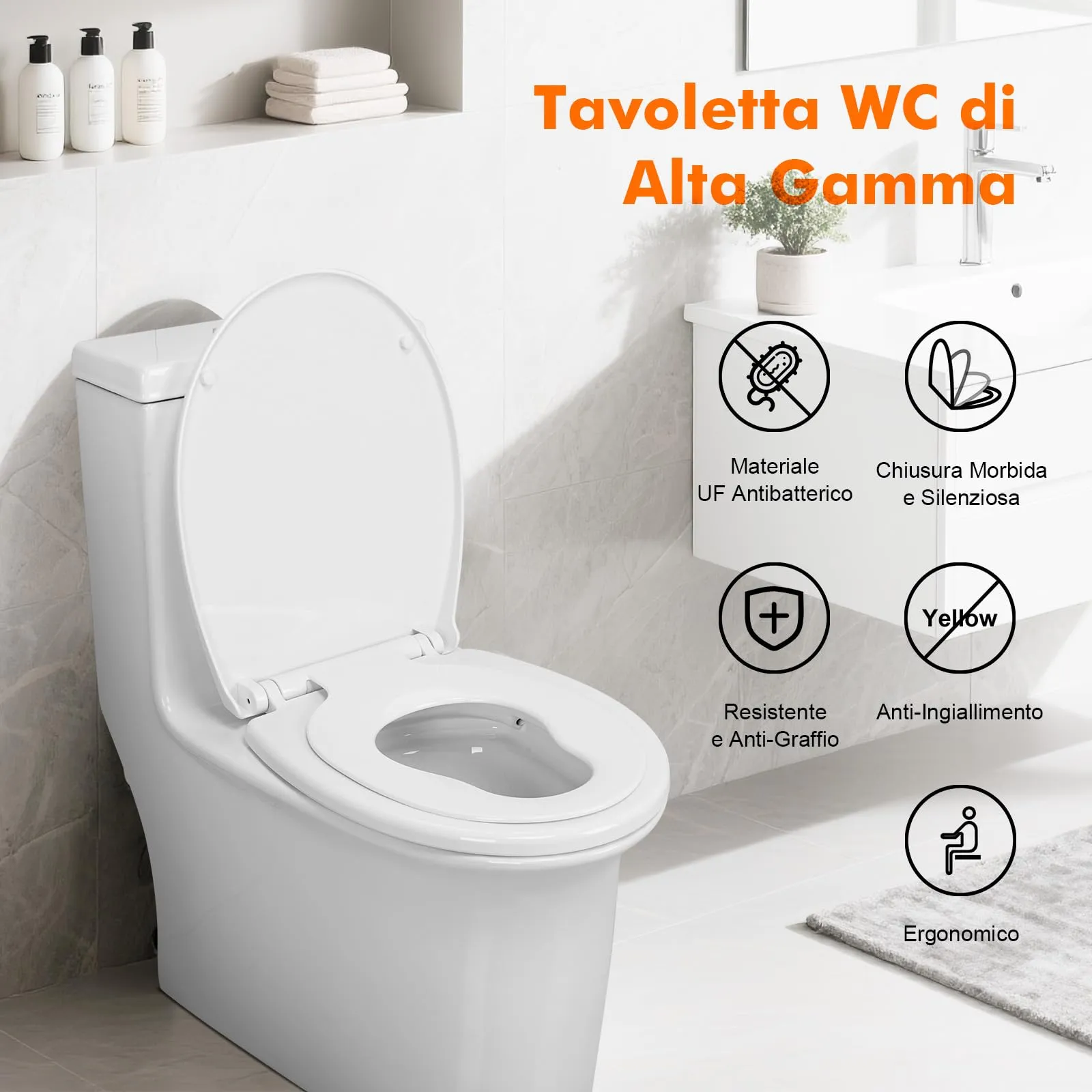 Ibergrif M41002-2 Copriwater Soft Close con Riduttore Bambino, Sgancio Rapido, Fissaggio Superiore, Forma O (40,2-46,2 cm) - immagine 6
