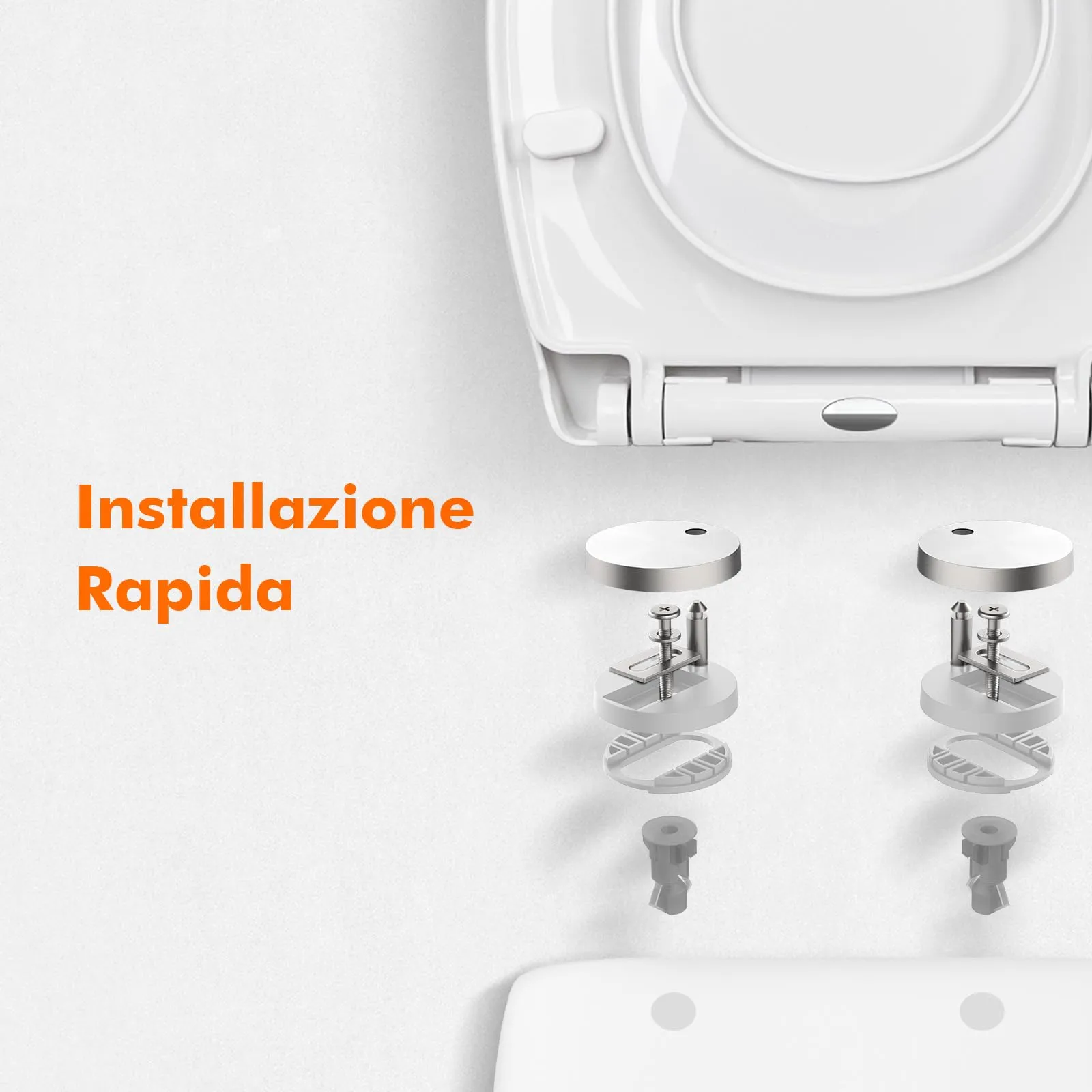 Ibergrif M41002-2 Copriwater Soft Close con Riduttore Bambino, Sgancio Rapido, Fissaggio Superiore, Forma O (40,2-46,2 cm) - immagine 7