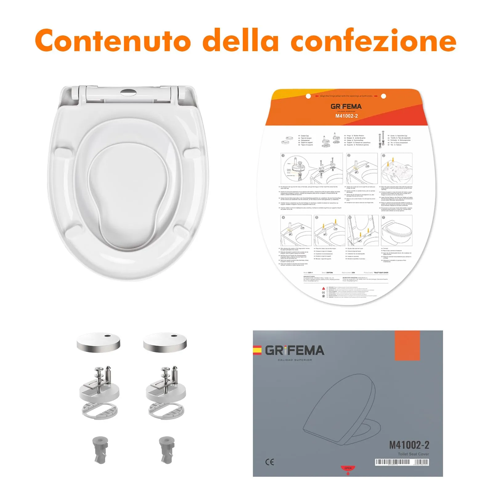 Ibergrif M41002-2 Copriwater Soft Close con Riduttore Bambino, Sgancio Rapido, Fissaggio Superiore, Forma O (40,2-46,2 cm) - immagine 8