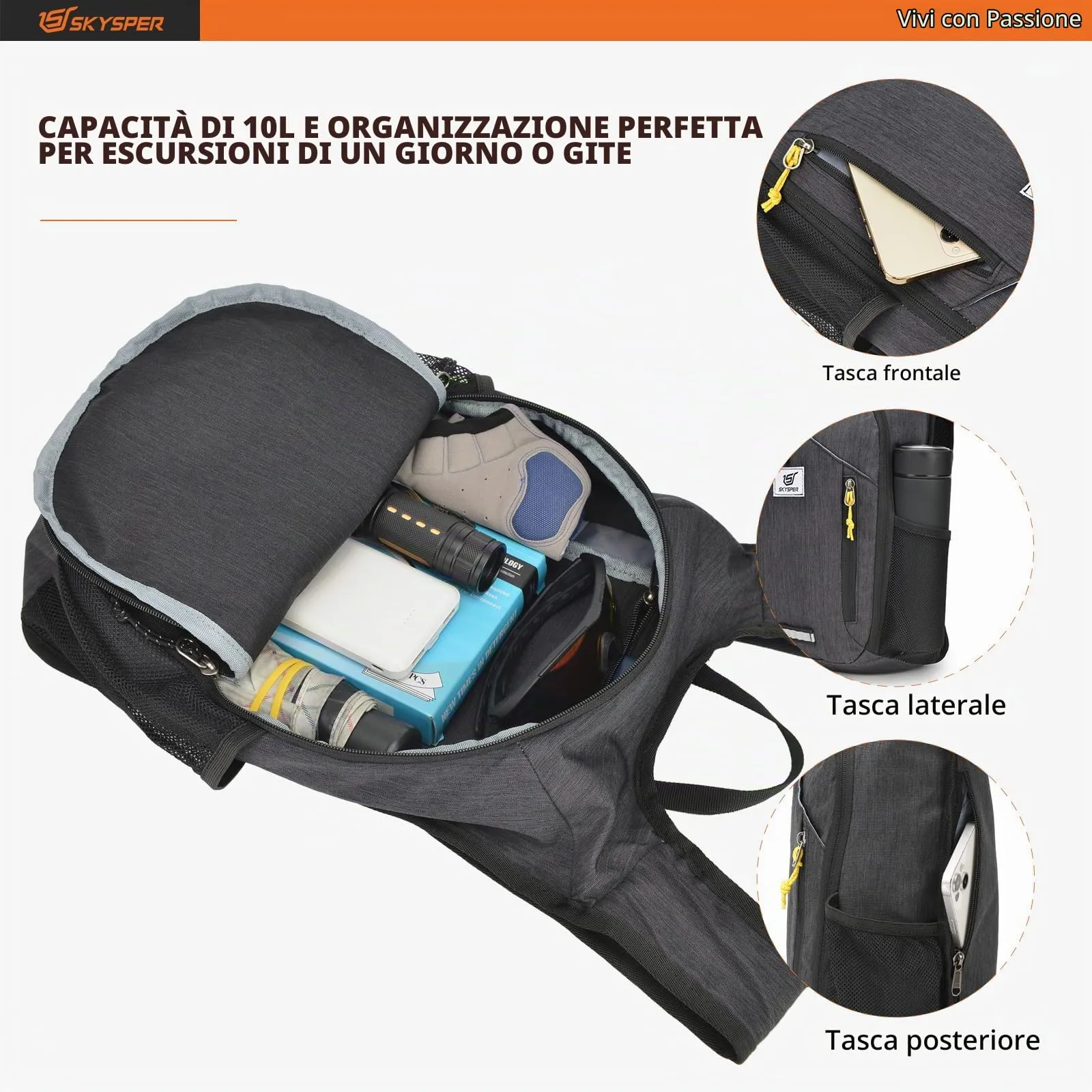 SKYSPER Zaino Pieghevole 10L Ultra Leggero - immagine 3