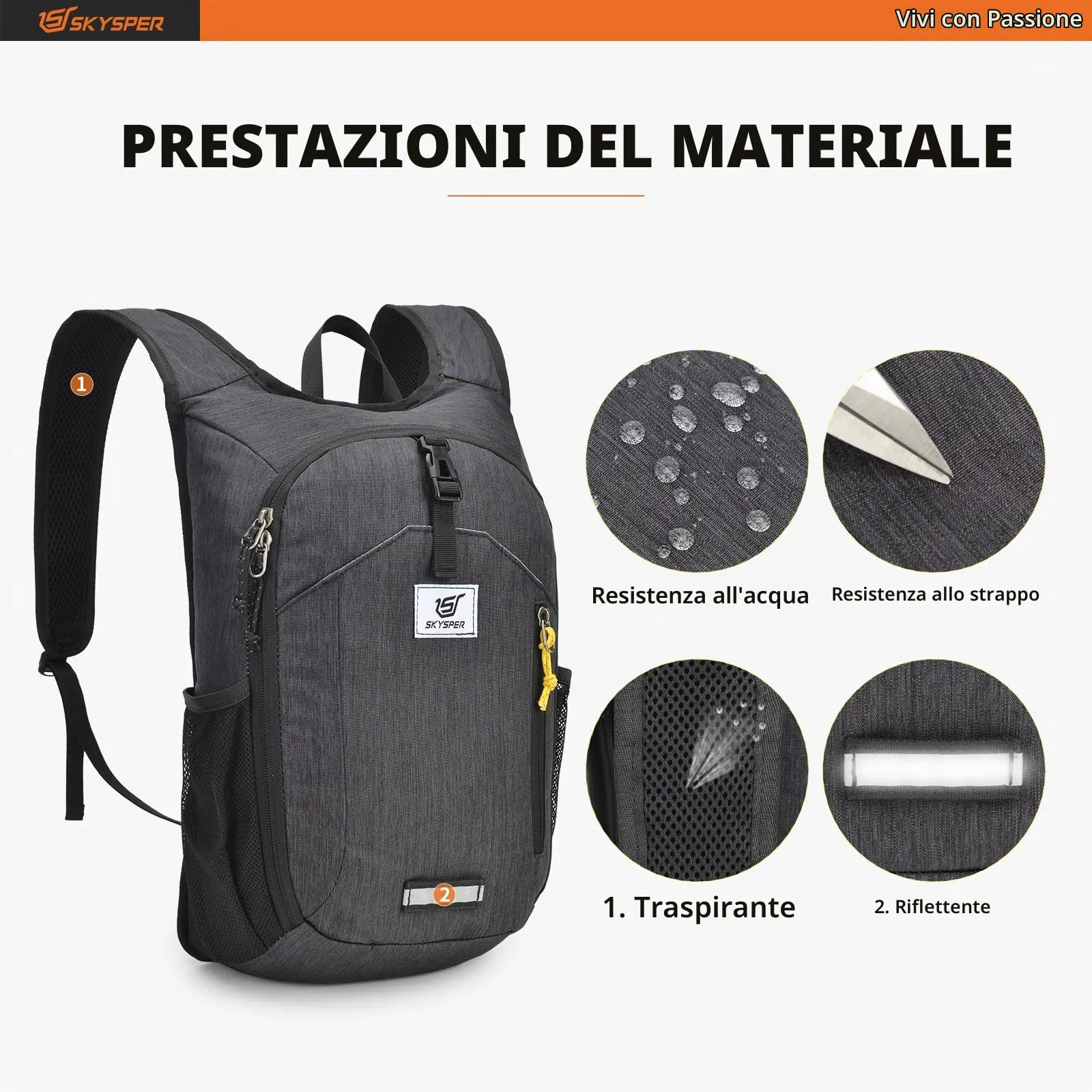SKYSPER Zaino Pieghevole 10L Ultra Leggero - immagine 4