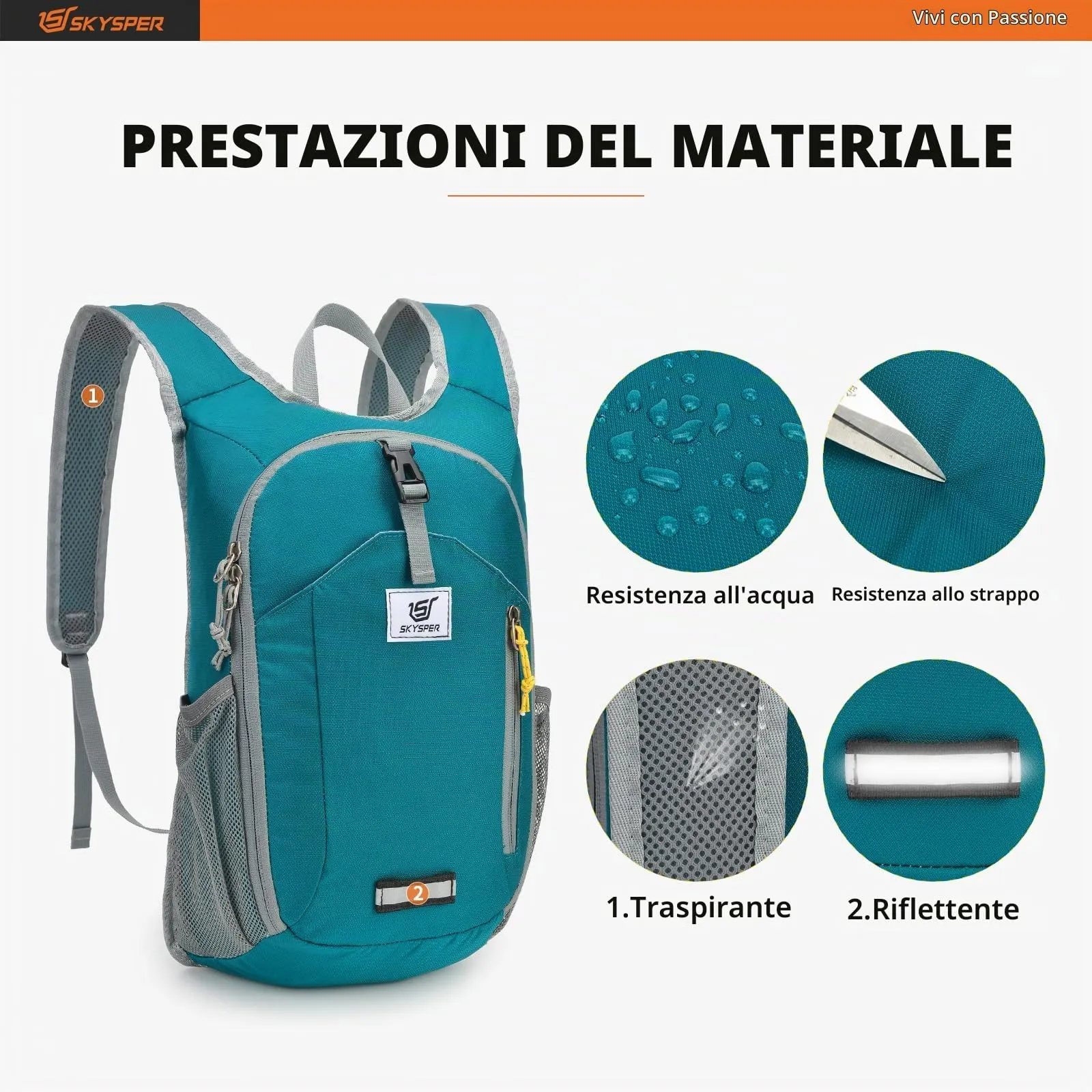 SKYSPER Zaino Pieghevole 10L Ultra Leggero Richiudibile - immagine 4