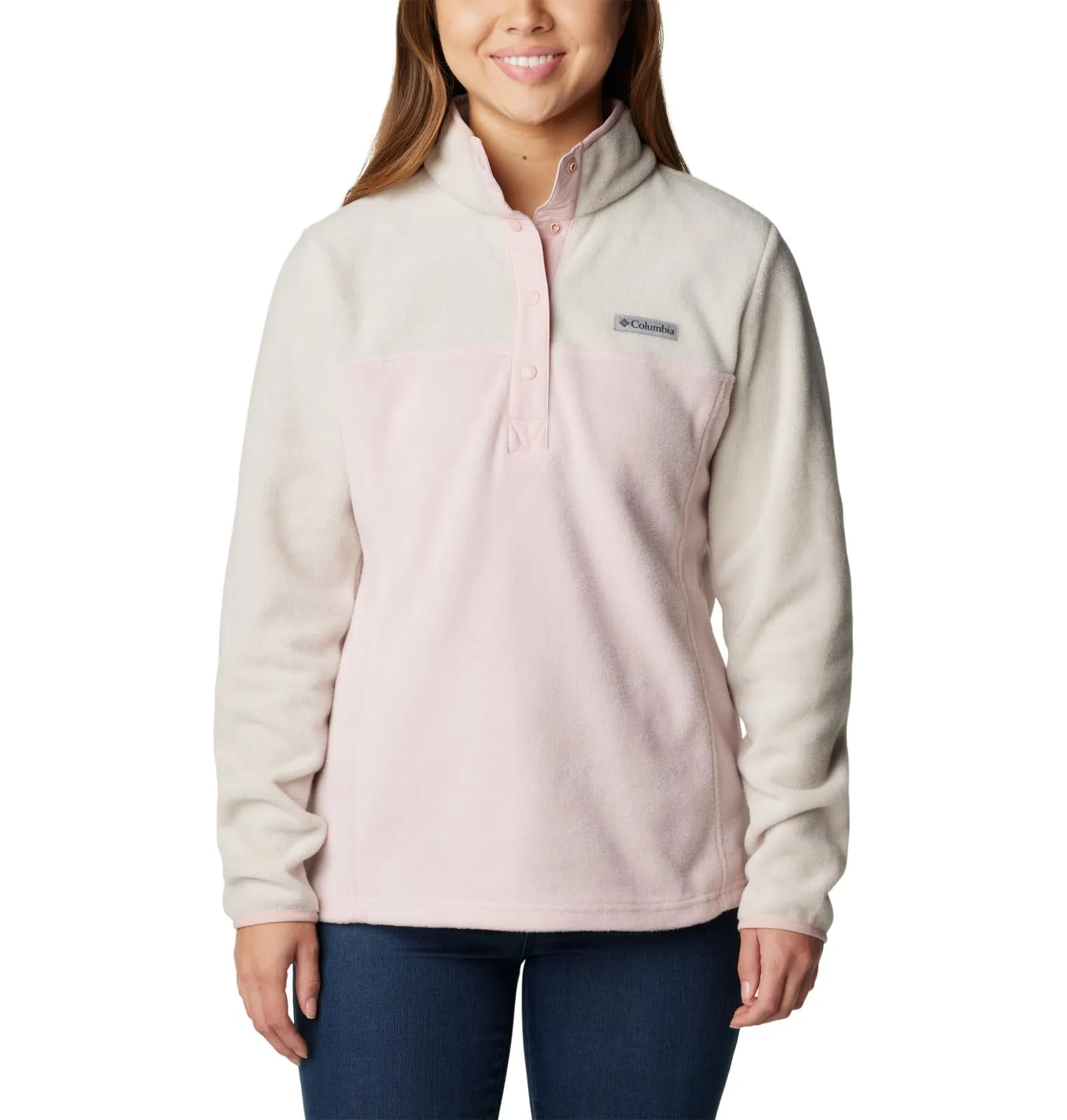 Columbia Benton Springs Pullover da Donna in Pile, Rosa Polveroso/Pietra Scura/Rosa Antico, S - immagine 1