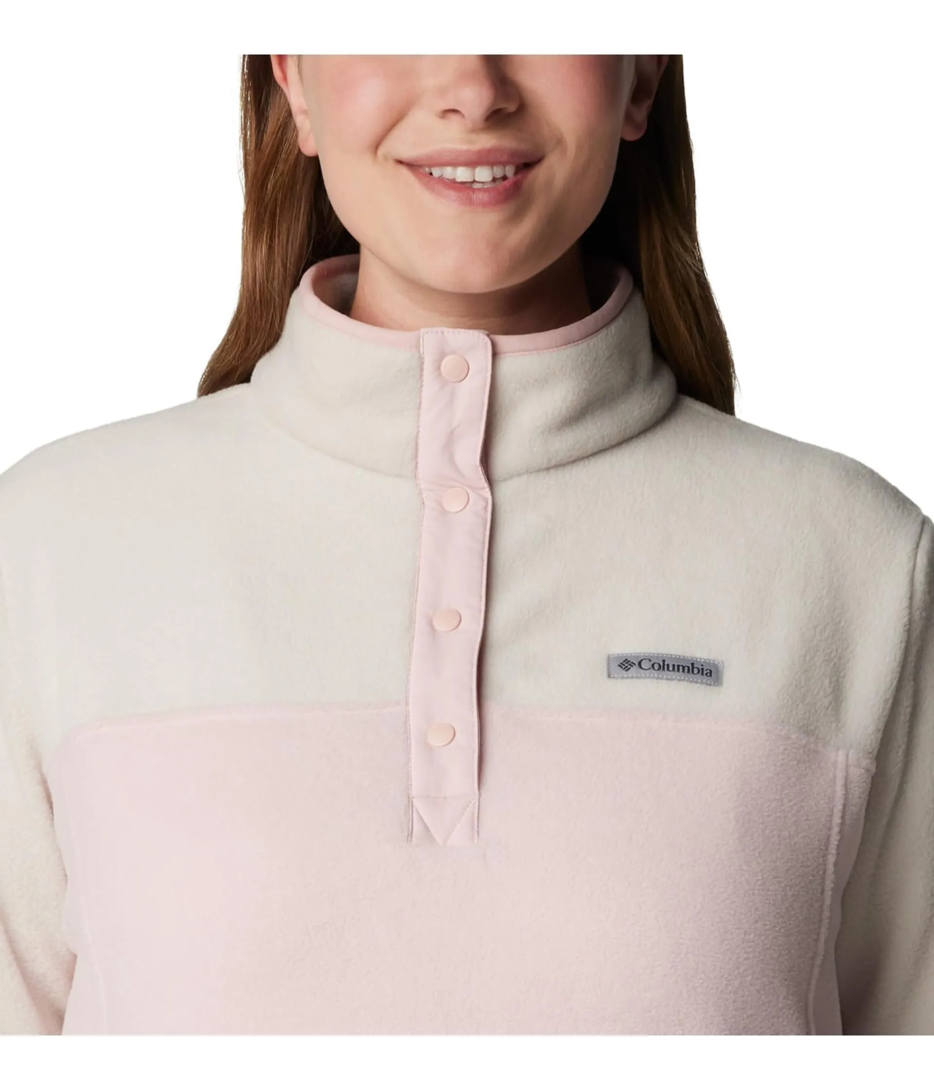 Columbia Benton Springs Pullover da Donna in Pile, Rosa Polveroso/Pietra Scura/Rosa Antico, S - immagine 3