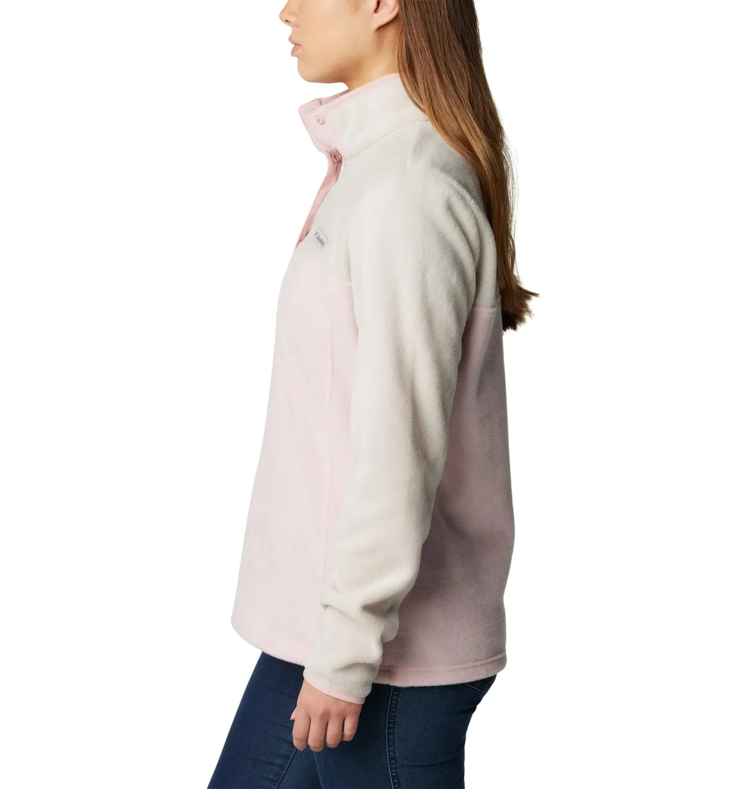 Columbia Benton Springs Pullover da Donna in Pile, Rosa Polveroso/Pietra Scura/Rosa Antico, S - immagine 4