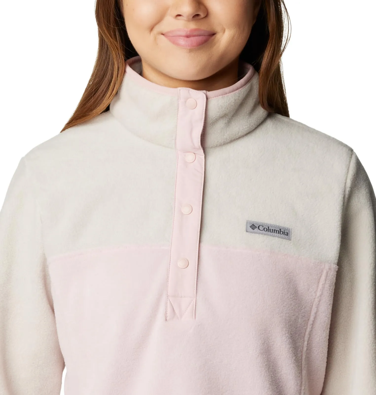 Columbia Benton Springs Pullover da Donna in Pile, Rosa Polveroso/Pietra Scura/Rosa Antico, S - immagine 5