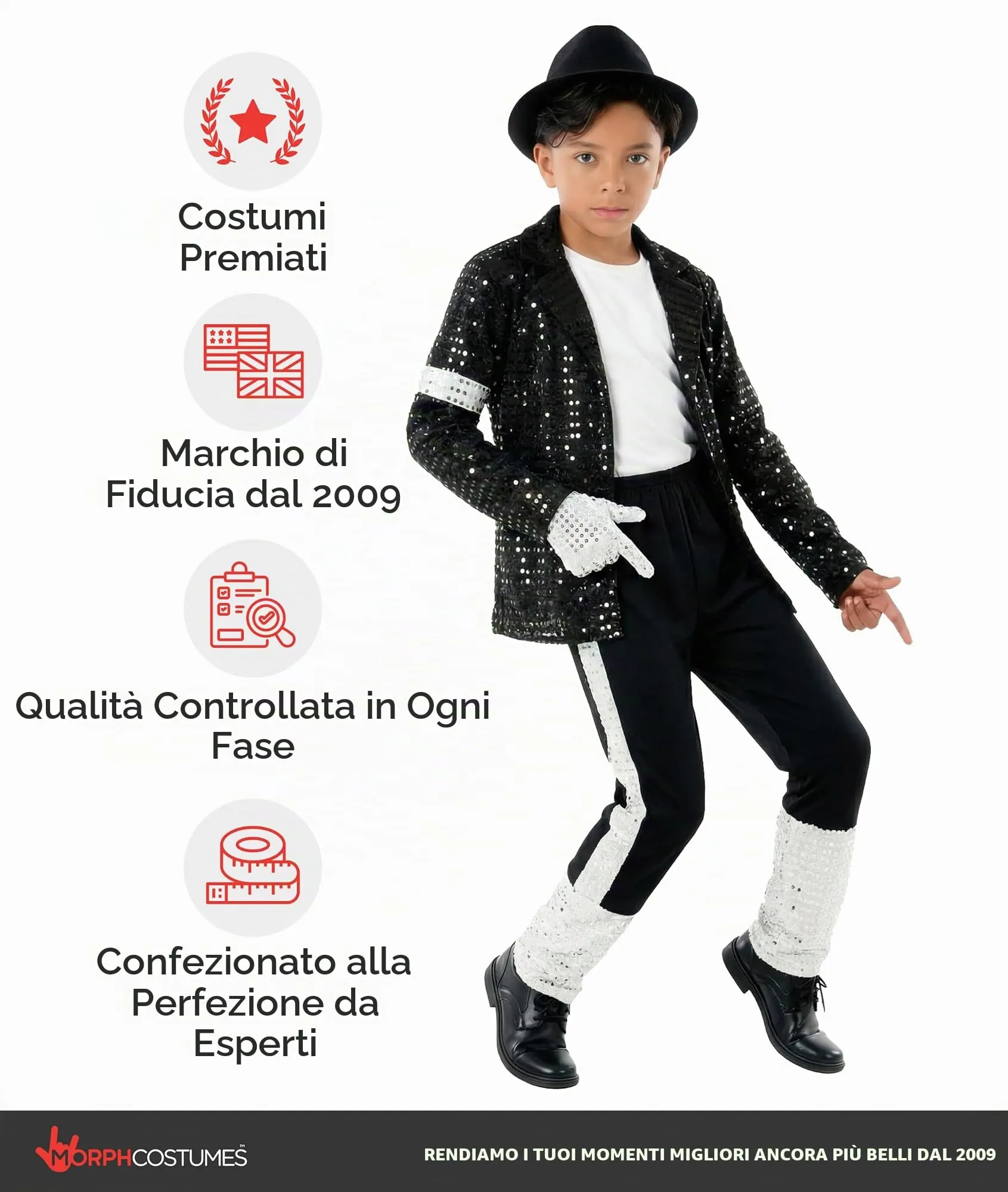 Morph Costume Star del Pop Bambino, S - immagine 5