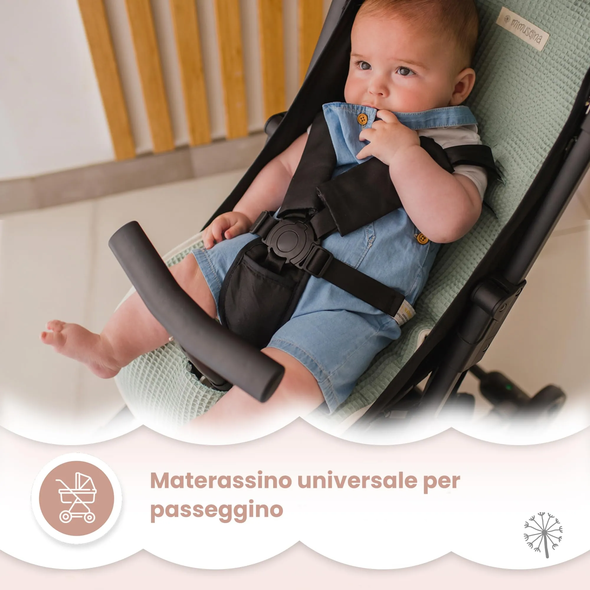 MIMUSELINA Materassino Passeggino Universale in 100% Cotone OEKO-TEX, 34×84 cm - immagine 2