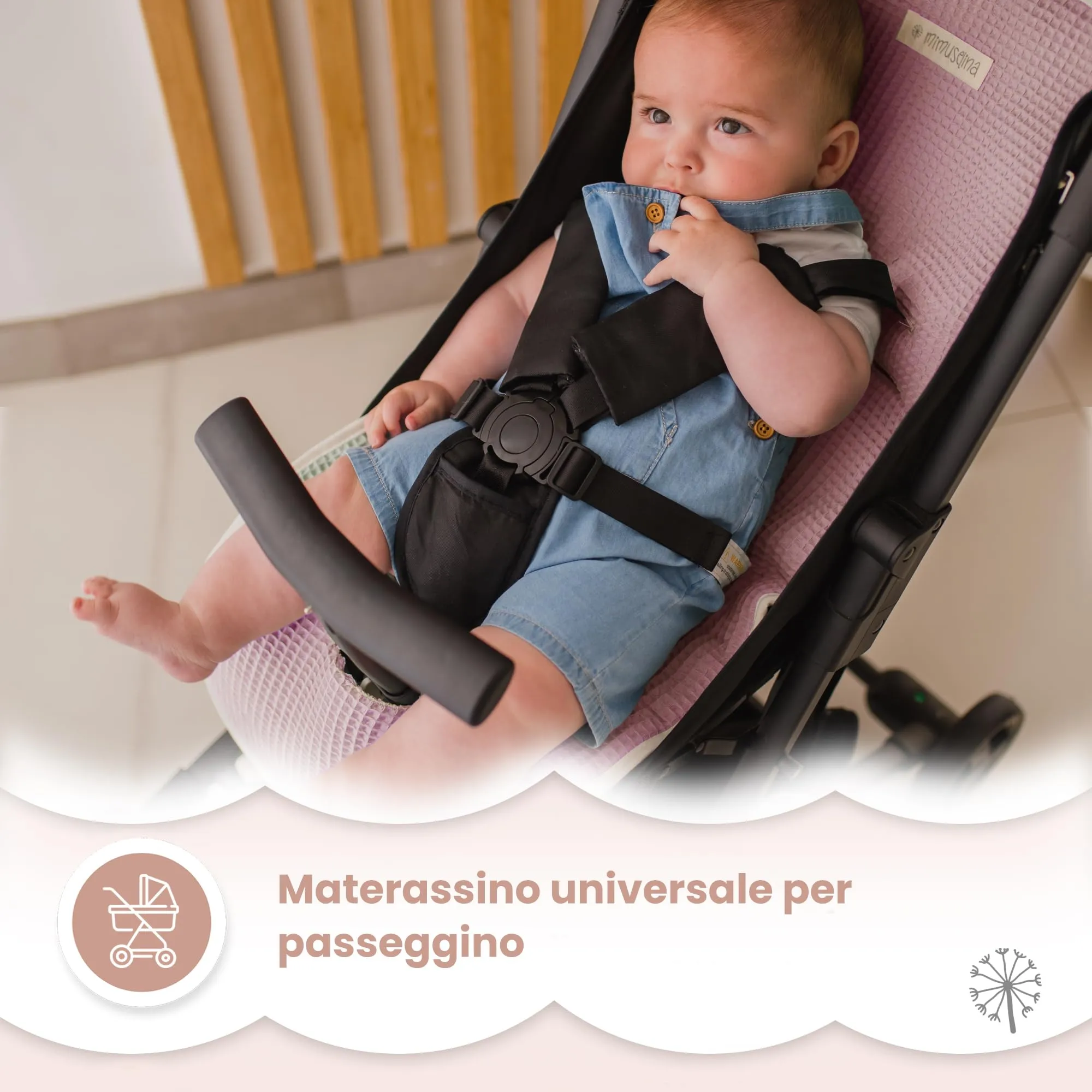 MIMUSELINA Materassino Passeggino Universale in 100% Cotone OEKO-TEX, 34×84 cm - immagine 2
