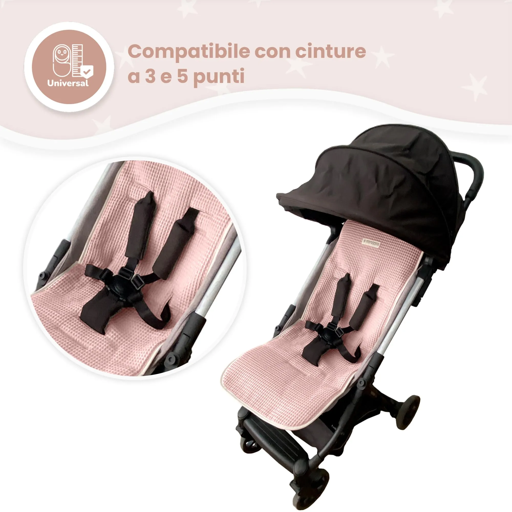 MIMUSELINA Materassino Passeggino Universale in 100% Cotone OEKO-TEX, 34×84 cm - immagine 3